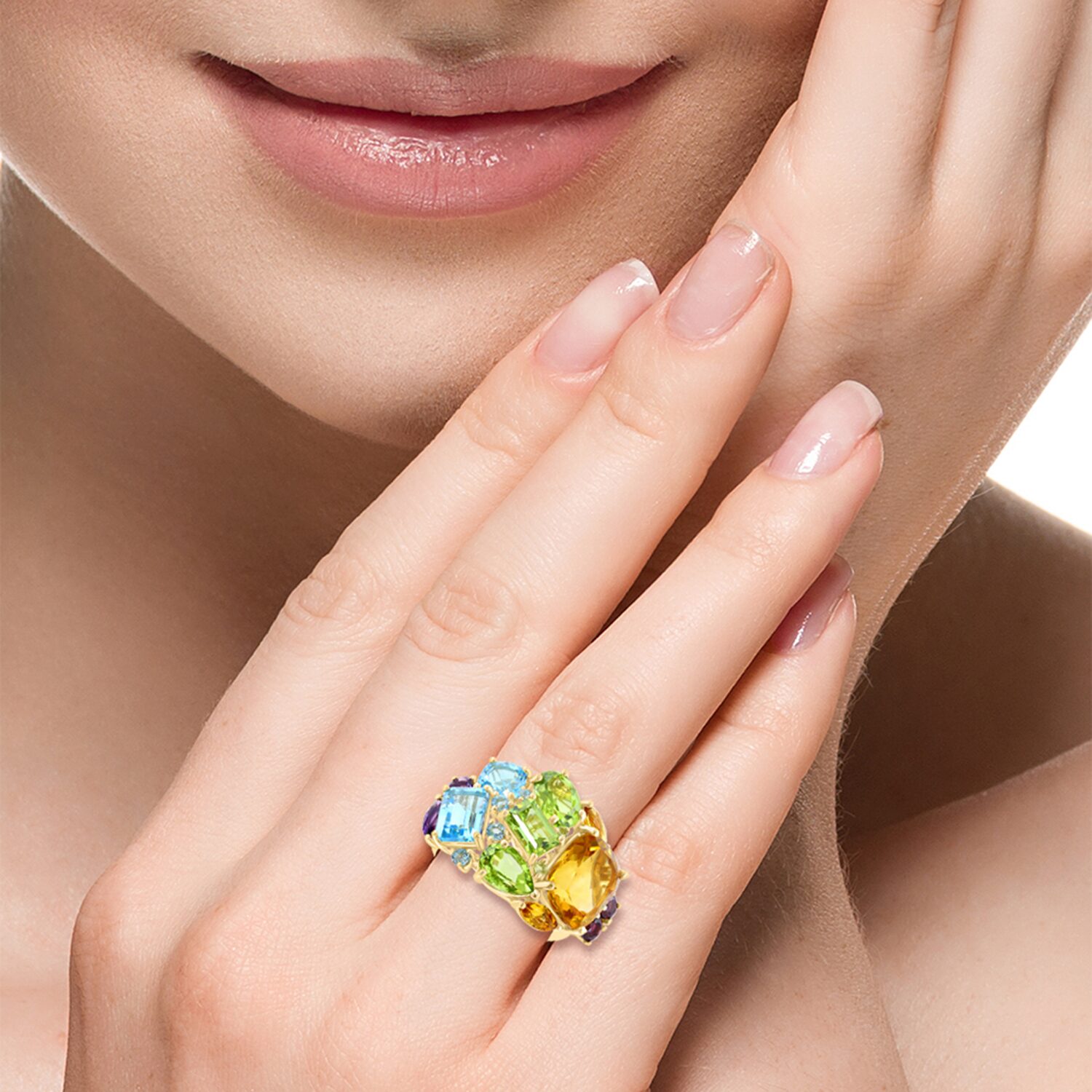 Effy Final Call Limited Quantities! Womens Genuine Multi Color 14K Gold Cocktail Ring