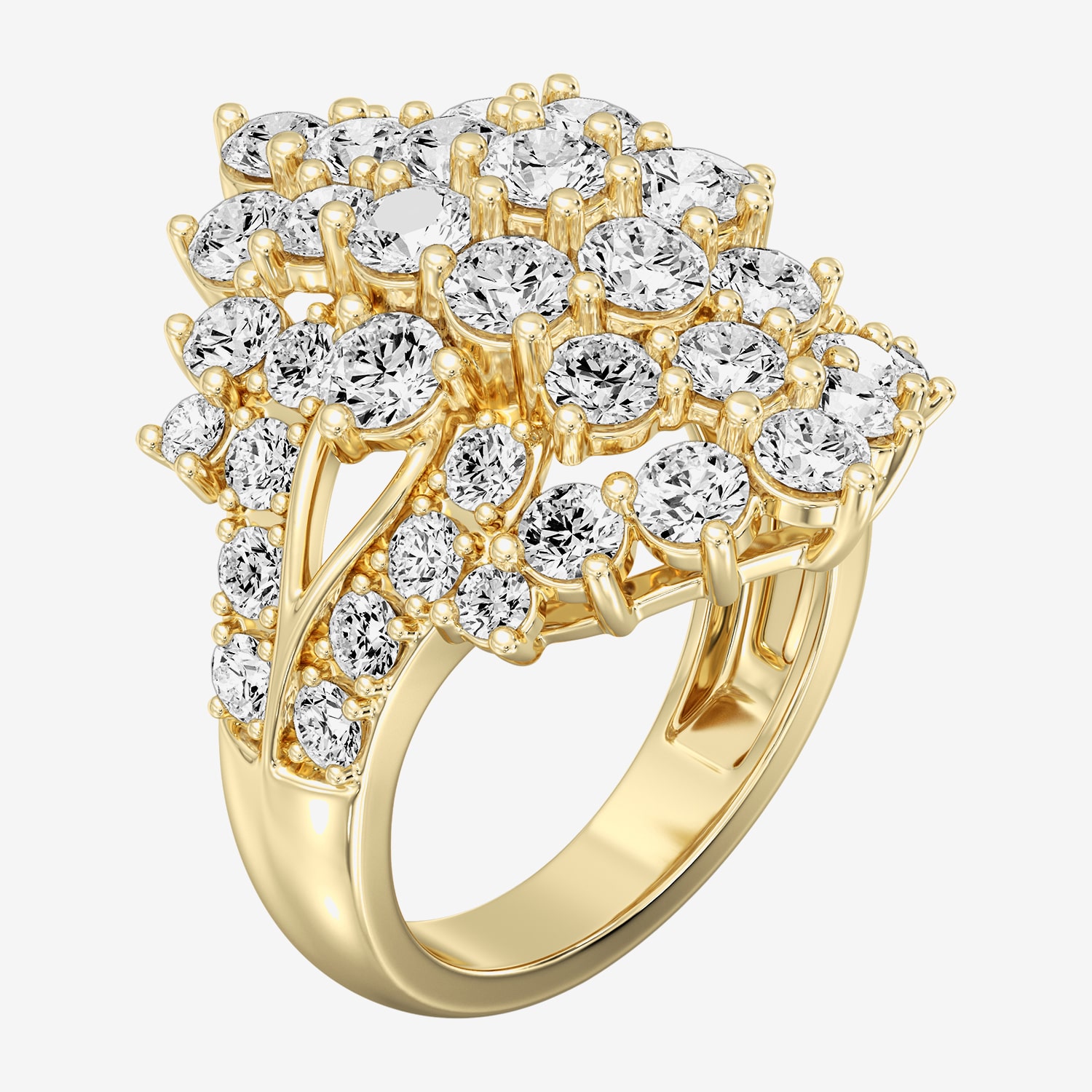 (G / Si1-Si2) Womens 5 CT. T.W. Lab Grown White Diamond 14K Gold Over Silver Cluster Cocktail Ring