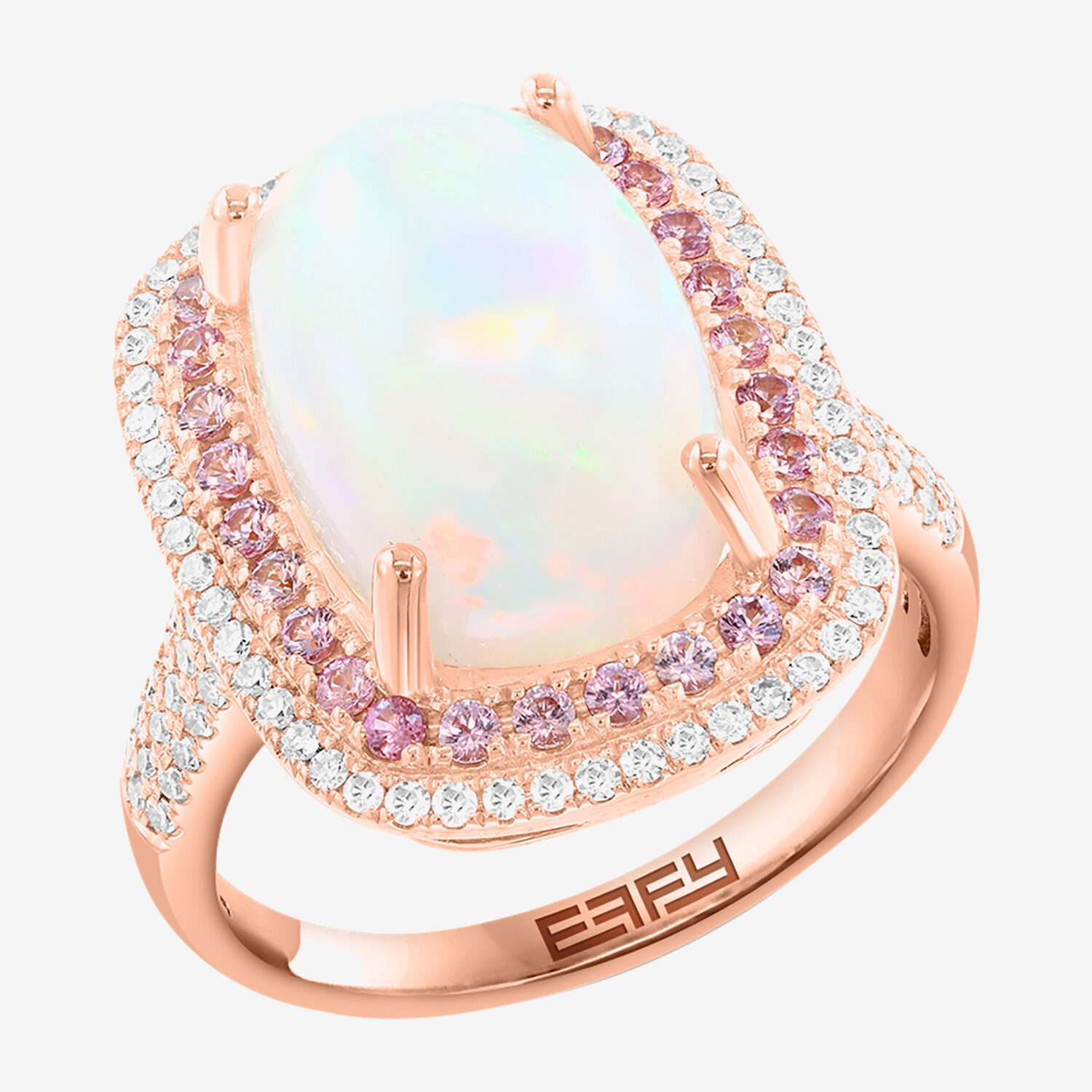 Effy Final Call Limited Quantities! Womens 1/3 CT. T.W. Genuine White Opal 14K Rose Gold Cushion Cocktail Ring