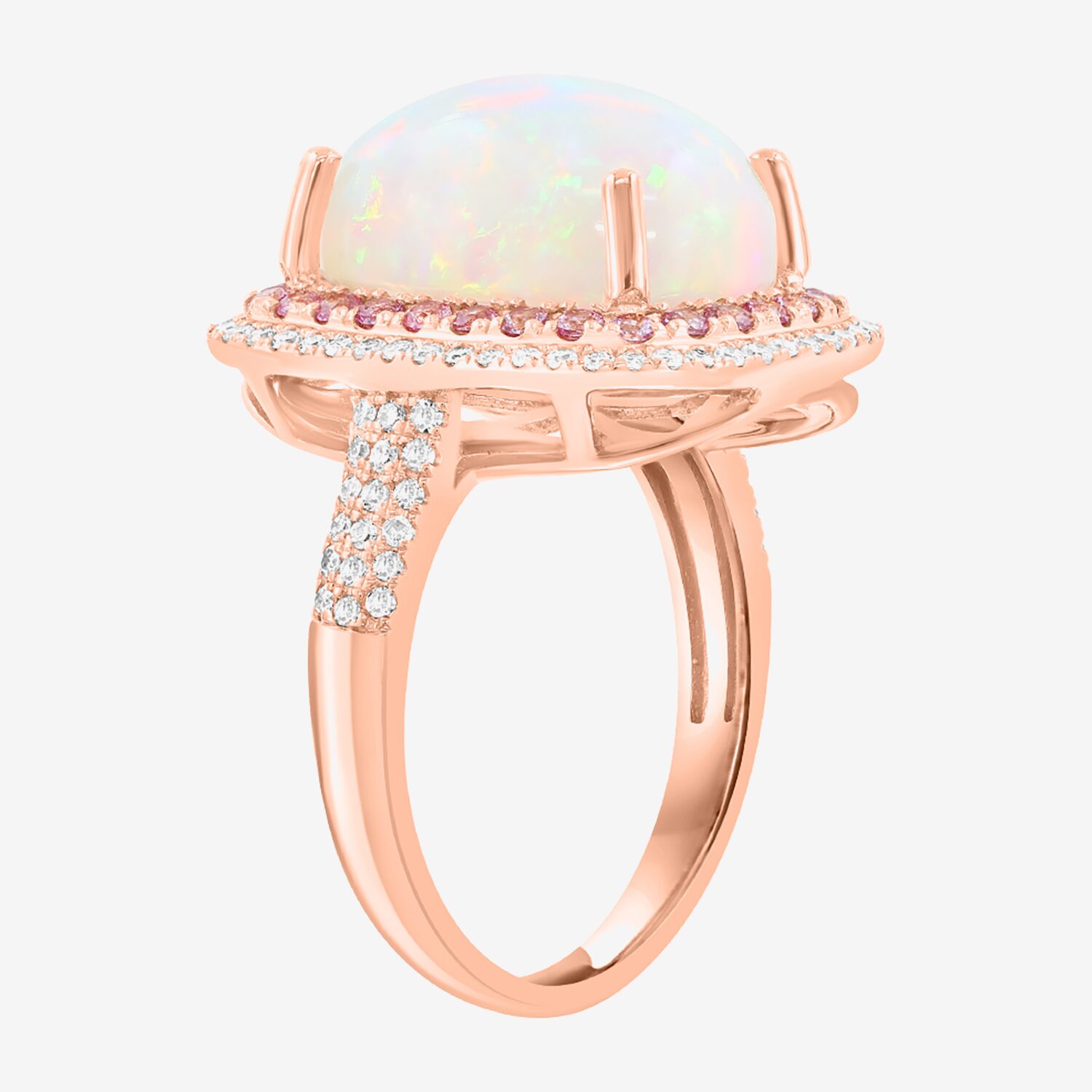 Effy Final Call Limited Quantities! Womens 1/3 CT. T.W. Genuine White Opal 14K Rose Gold Cushion Cocktail Ring