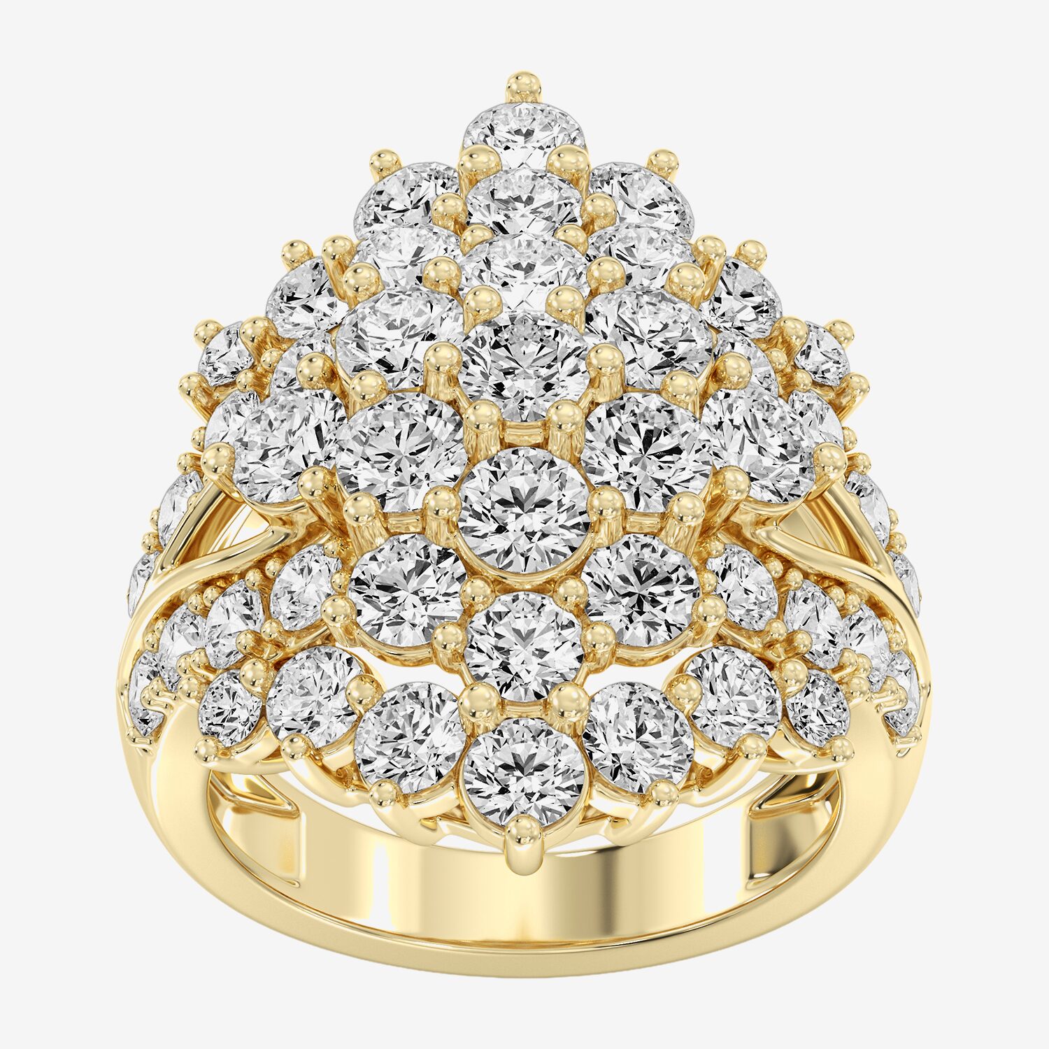 (G / Si1-Si2) Womens 5 CT. T.W. Lab Grown White Diamond 14K Gold Over Silver Cluster Cocktail Ring