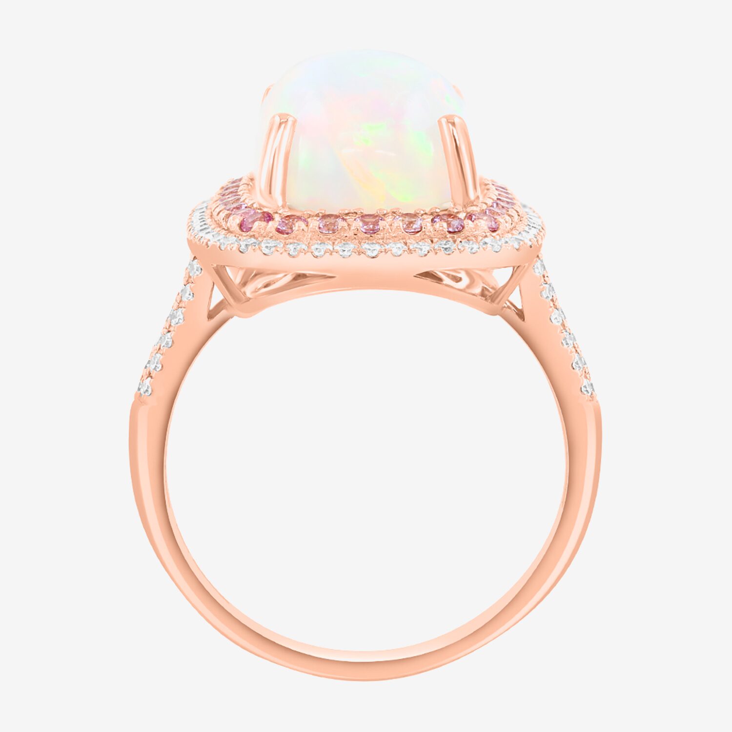 Effy Final Call Limited Quantities! Womens 1/3 CT. T.W. Genuine White Opal 14K Rose Gold Cushion Cocktail Ring