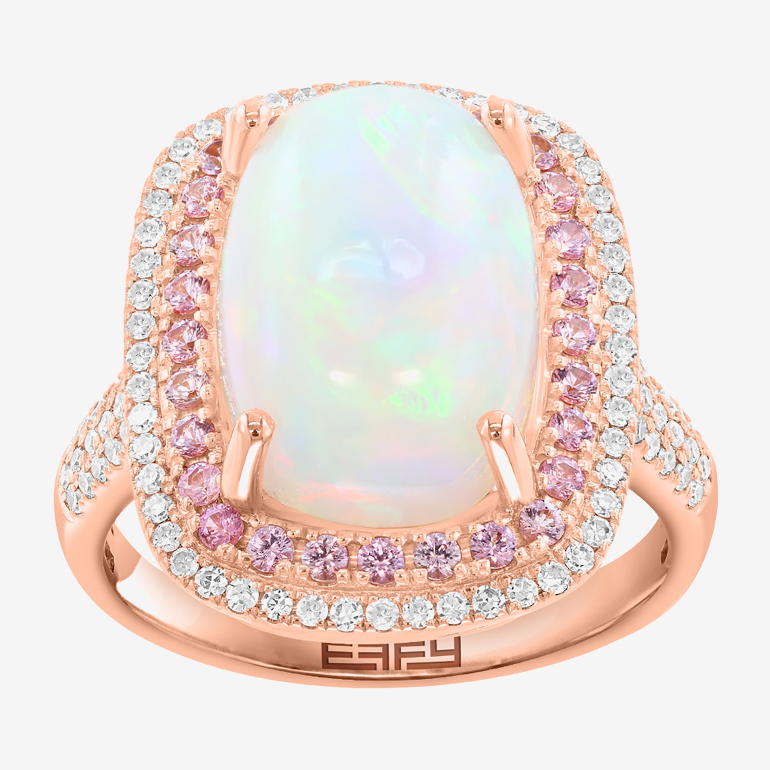Effy Final Call Limited Quantities! Womens 1/3 CT. T.W. Genuine White Opal 14K Rose Gold Cushion Cocktail Ring