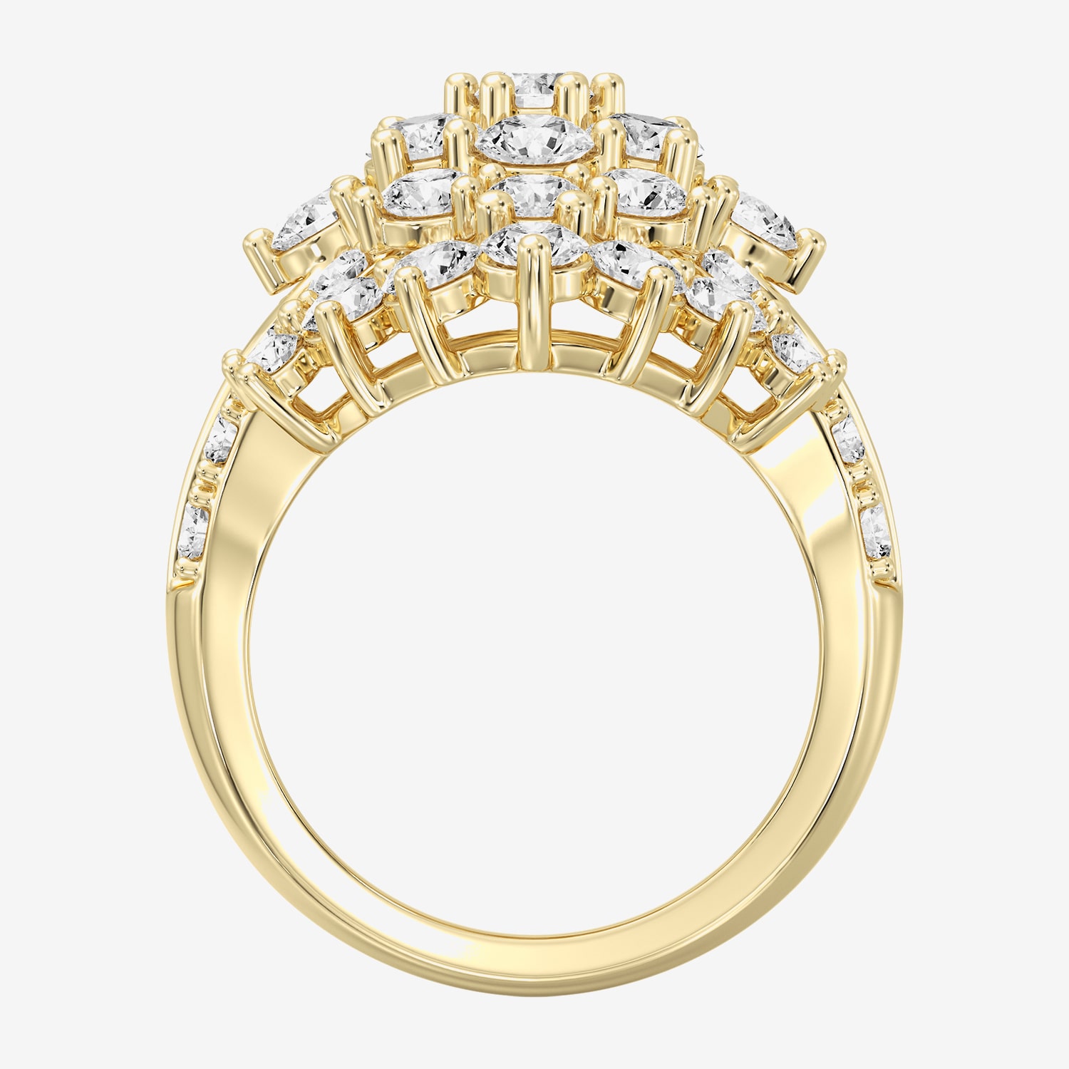(G / Si1-Si2) Womens 5 CT. T.W. Lab Grown White Diamond 14K Gold Over Silver Cluster Cocktail Ring