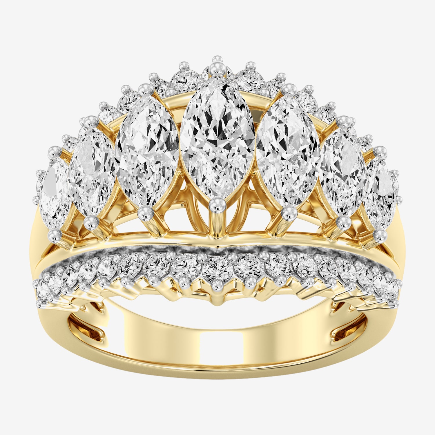 (F / Si1-Si2) Womens 2 1/2 CT. T.W. Lab Grown White Diamond 14K Gold Over Silver Cocktail Ring