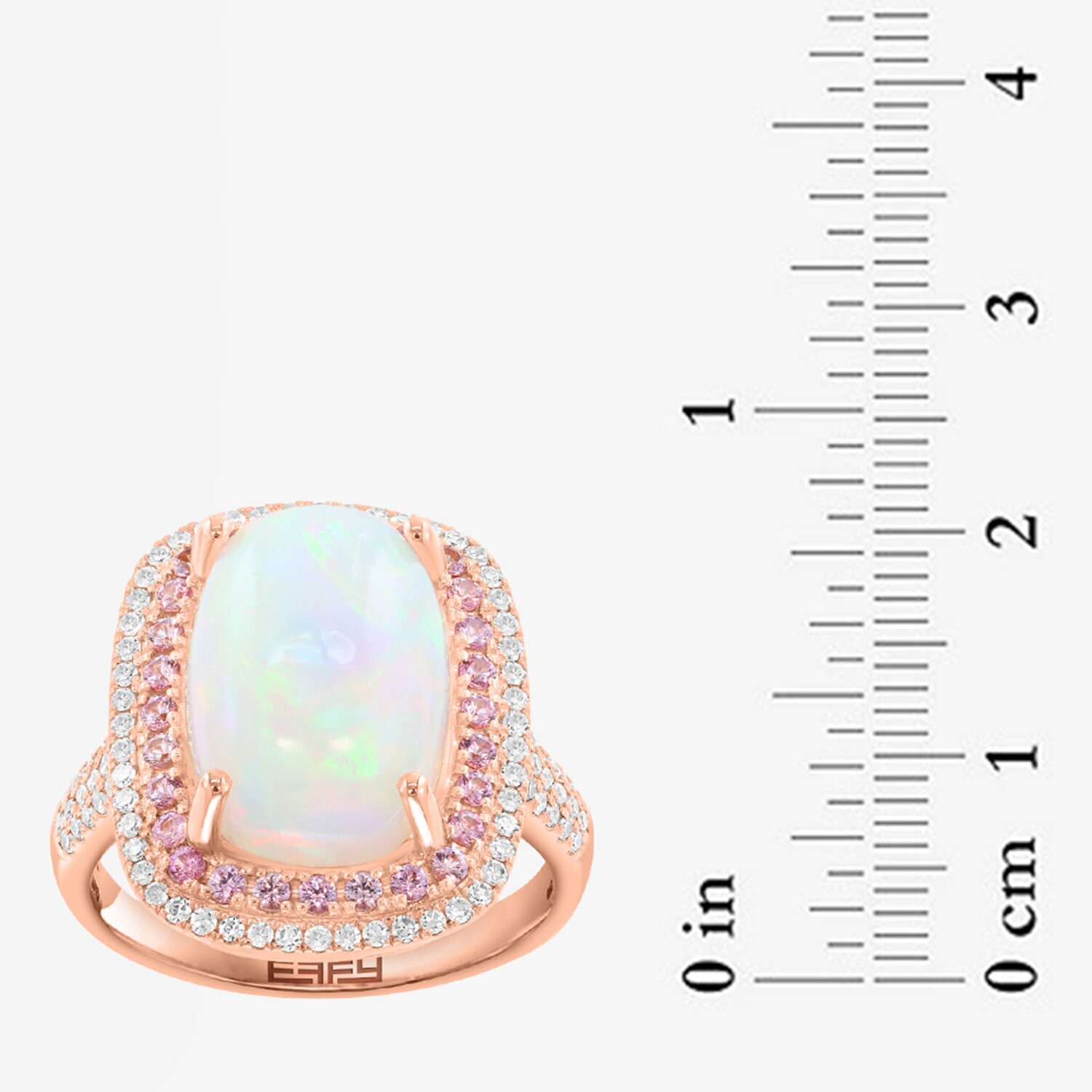 Effy Final Call Limited Quantities! Womens 1/3 CT. T.W. Genuine White Opal 14K Rose Gold Cushion Cocktail Ring