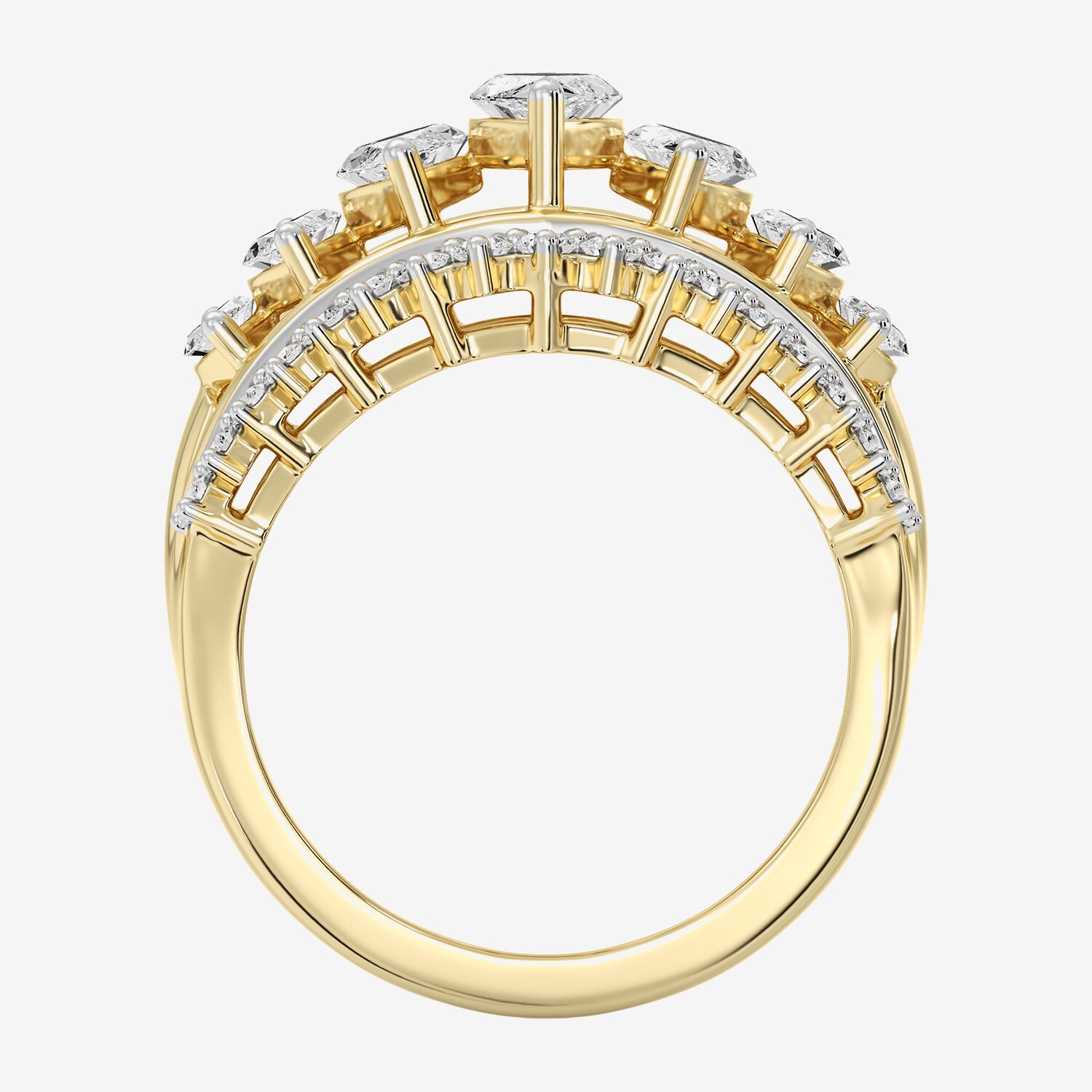 (F / Si1-Si2) Womens 2 1/2 CT. T.W. Lab Grown White Diamond 14K Gold Over Silver Cocktail Ring