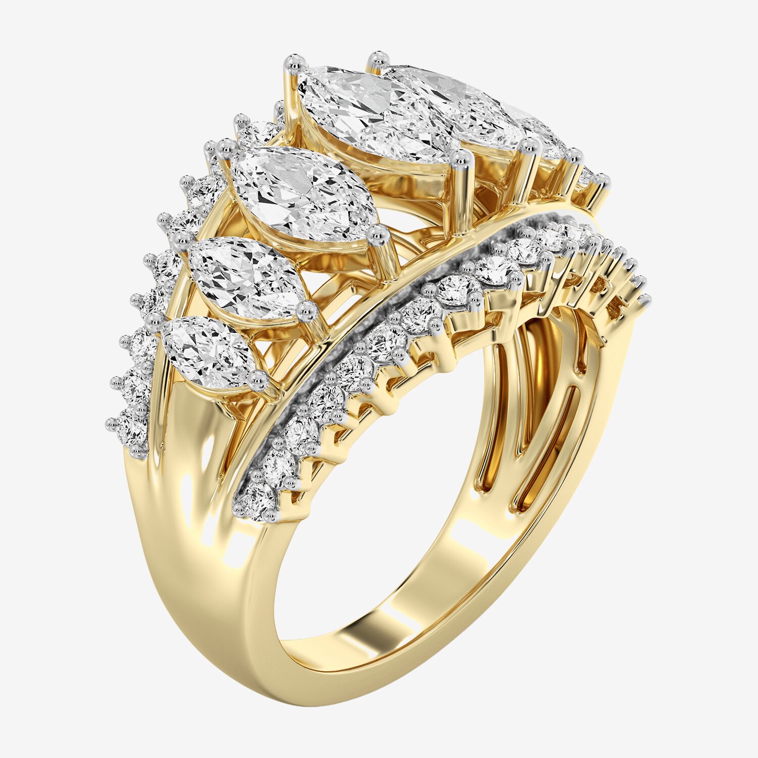 (F / Si1-Si2) Womens 2 1/2 CT. T.W. Lab Grown White Diamond 14K Gold Over Silver Cocktail Ring