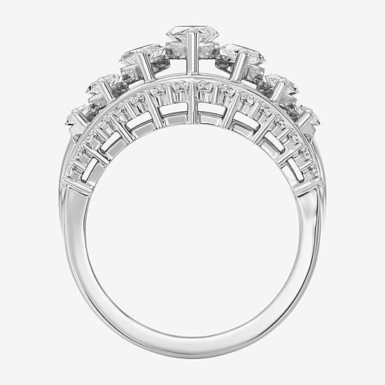 (F / Si1-Si2) Womens 2 1/2 CT. T.W. Lab Grown White Diamond 14K Gold Over Silver Cocktail Ring