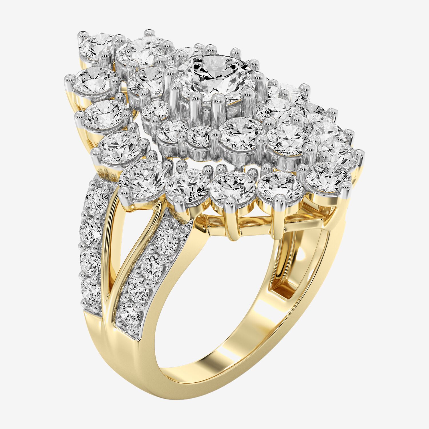 F / Si1-Si2) Womens CT. T.W. Lab Grown White Diamond 14K Gold Over Silver Cluster Side Stone Cocktail Ring