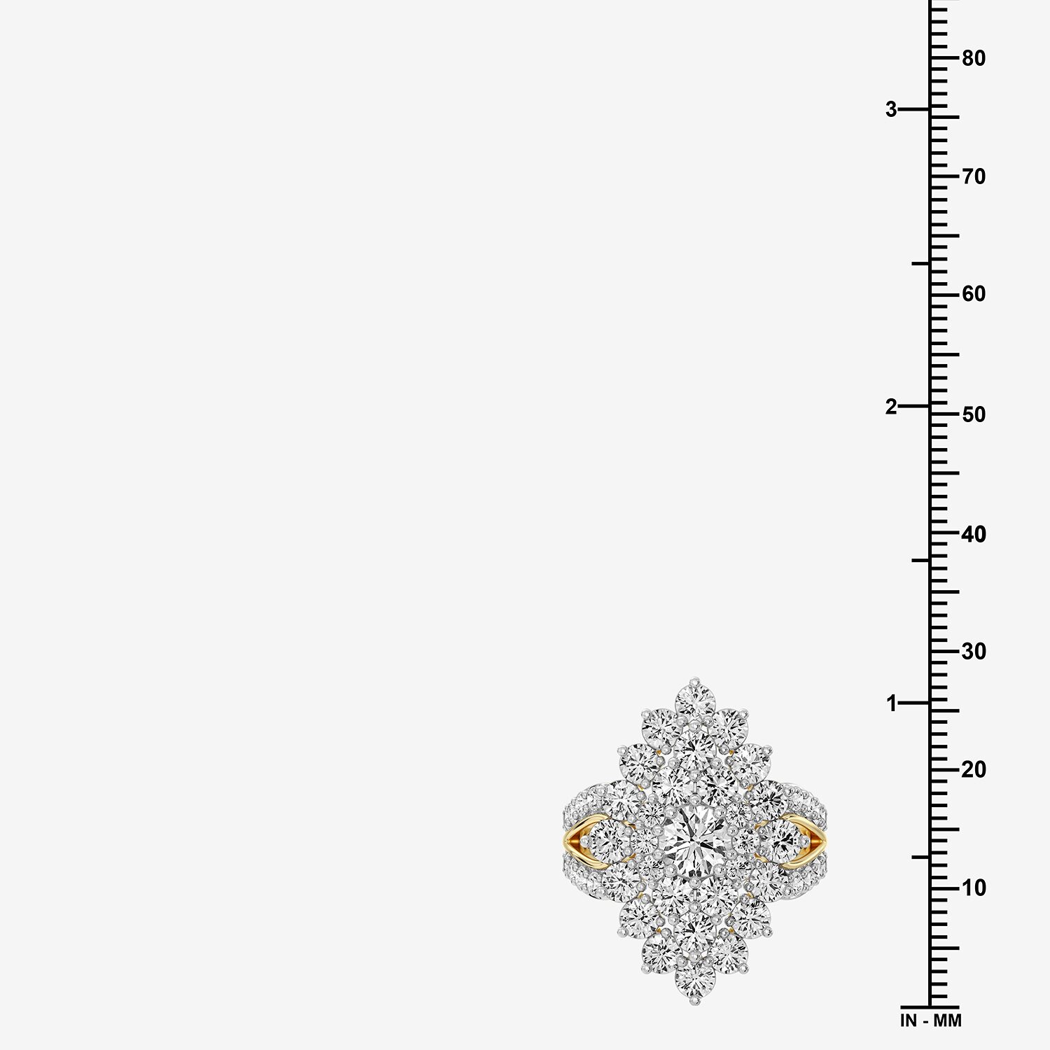 F / Si1-Si2) Womens CT. T.W. Lab Grown White Diamond 14K Gold Over Silver Cluster Side Stone Cocktail Ring