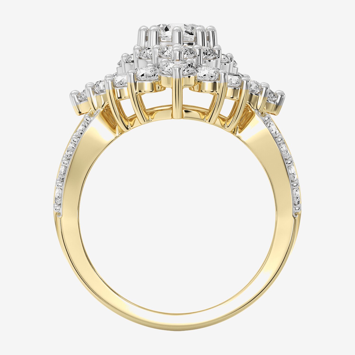 F / Si1-Si2) Womens CT. T.W. Lab Grown White Diamond 14K Gold Over Silver Cluster Side Stone Cocktail Ring