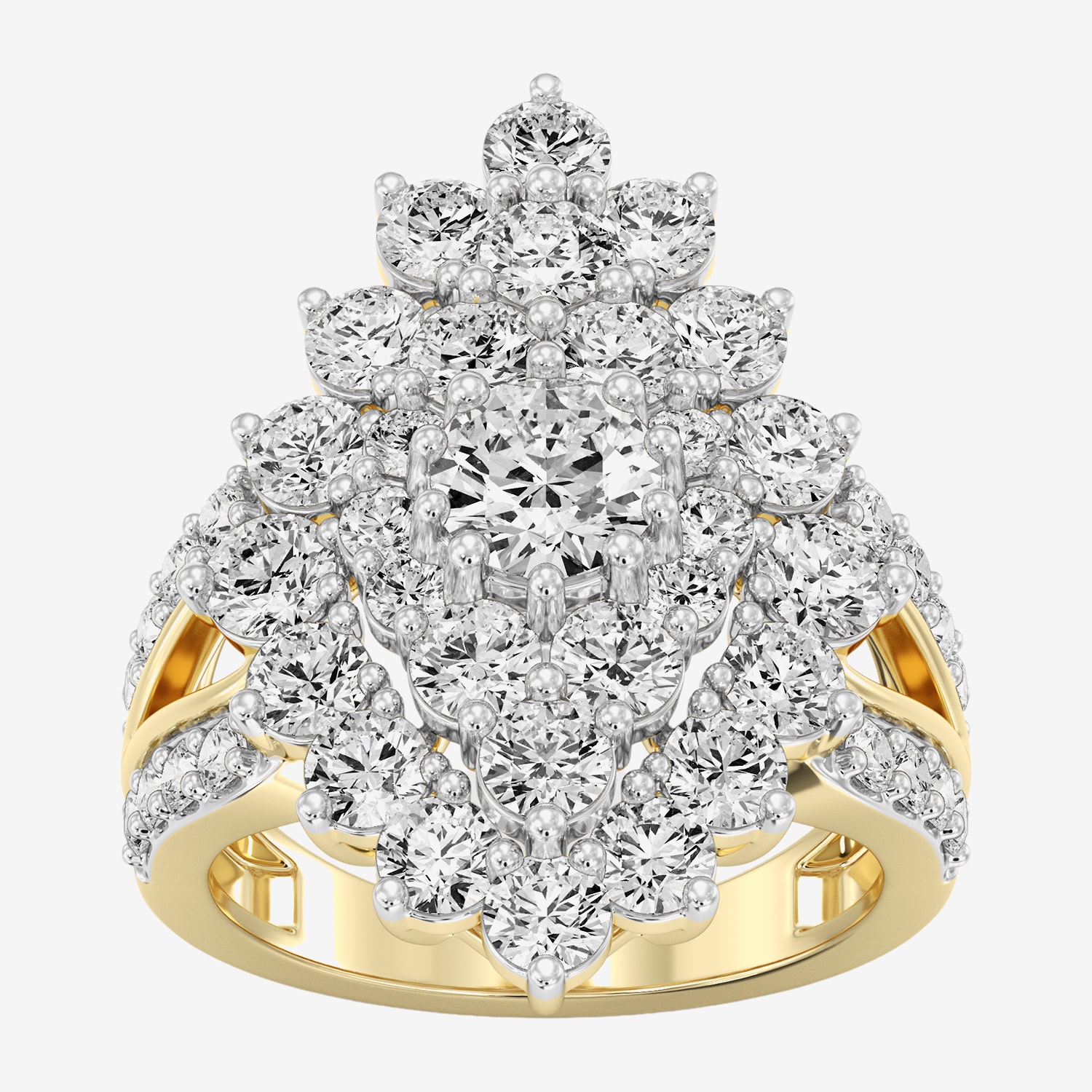 F / Si1-Si2) Womens CT. T.W. Lab Grown White Diamond 14K Gold Over Silver Cluster Side Stone Cocktail Ring