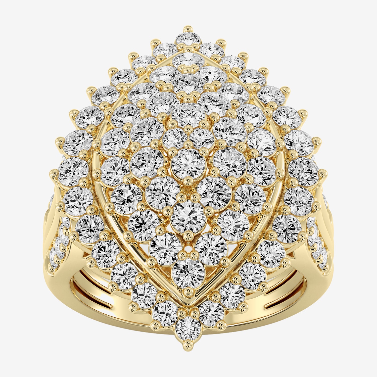 (F / Si1-Si2) Womens 3 CT. T.W. Lab Grown White Diamond 14K Gold Over Silver Marquise Cluster Halo Cocktail Ring