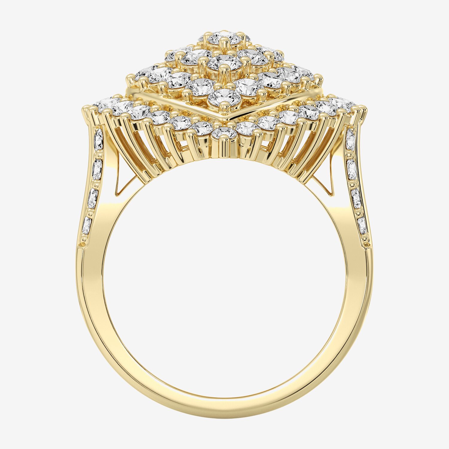 (F / Si1-Si2) Womens 3 CT. T.W. Lab Grown White Diamond 14K Gold Over Silver Marquise Cluster Halo Cocktail Ring