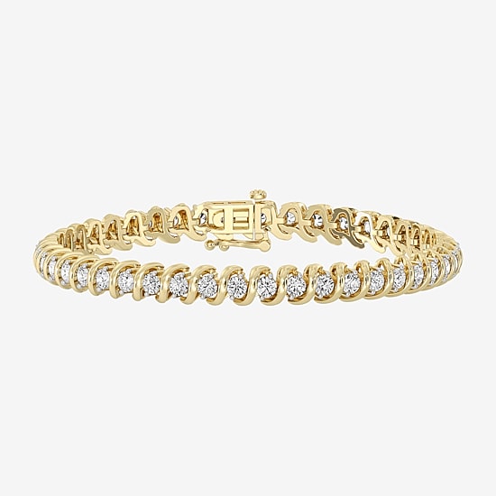 (F/ Si1-Si2) Womens 4 CT. T.W. Lab Grown White Diamond 14K Gold Over Silver 7.5 Inch Tennis Bracelet