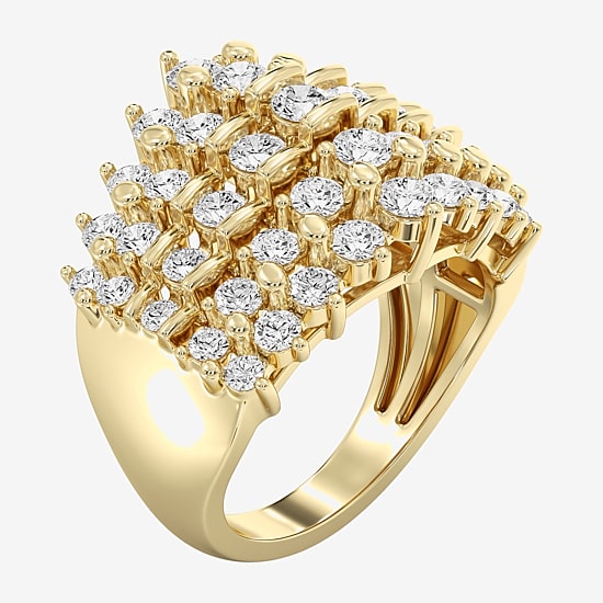 (F / Si1-Si2) Womens 2.5MM 3 CT. T.W. Lab Grown White Diamond 14K Gold Over Silver Band