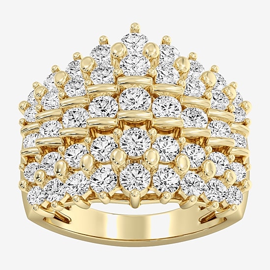 (F / Si1-Si2) Womens 2.5MM 3 CT. T.W. Lab Grown White Diamond 14K Gold Over Silver Band
