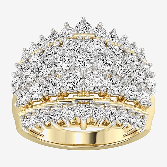 (F / Si1-Si2) Womens 3MM 3 CT. T.W. Lab Grown White Diamond 10K Gold Band