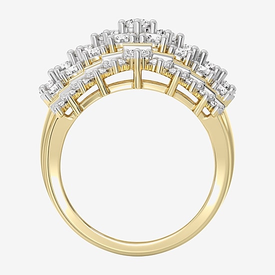(F / Si1-Si2) Womens 3MM 3 CT. T.W. Lab Grown White Diamond 10K Gold Band