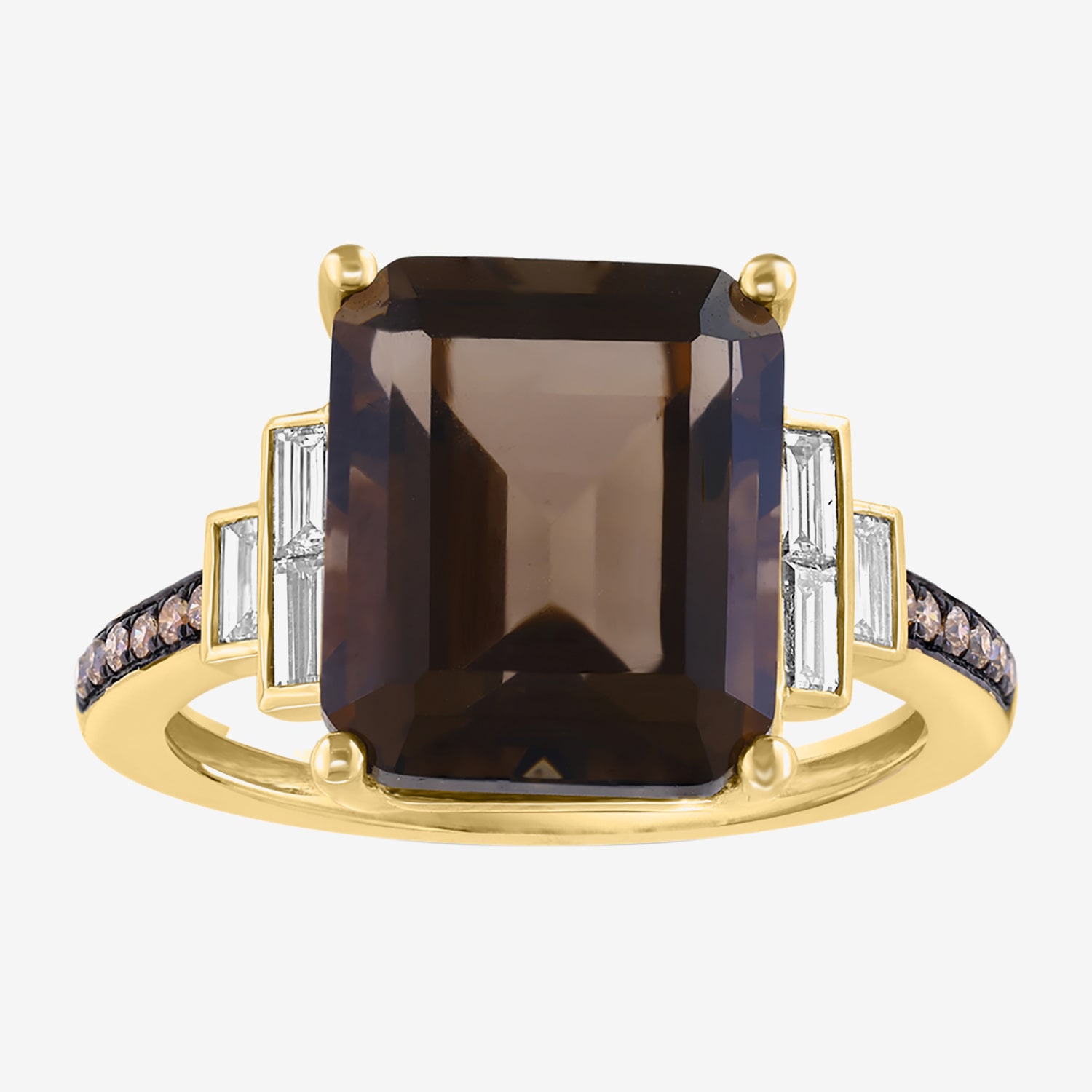 Effy Final Call Limited Quantities! Womens 1/3 CT. T.W. Genuine Brown Quartz 14K Gold Side Stone Cocktail Ring