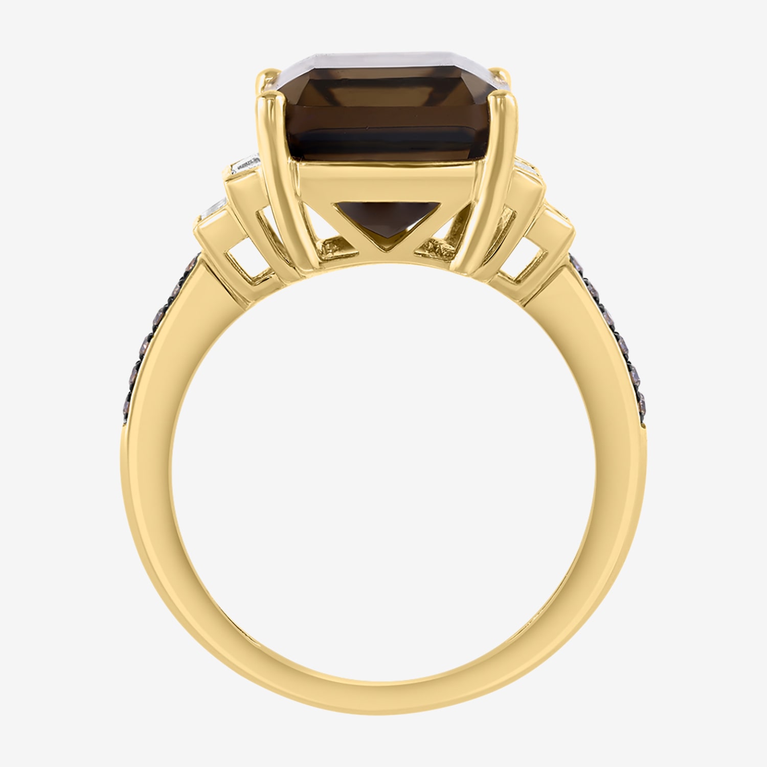 Effy Final Call Limited Quantities! Womens 1/3 CT. T.W. Genuine Brown Quartz 14K Gold Side Stone Cocktail Ring