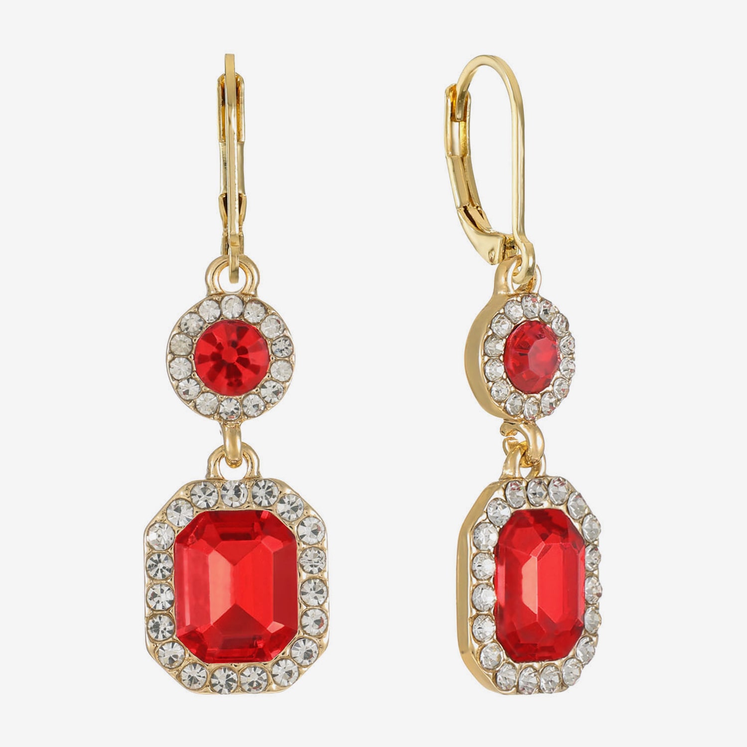Monet Jewelry Womens Red Glass Drop Earrings