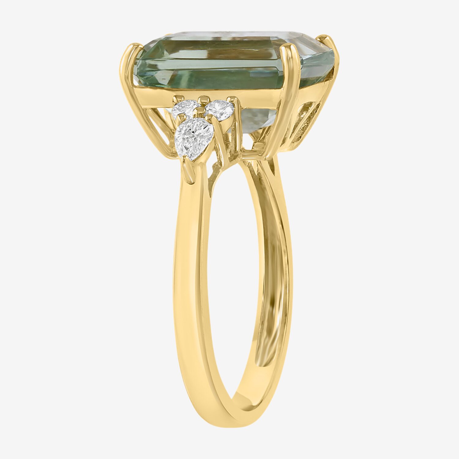 Effy Final Call Limited Quantities! Womens 1/3 CT. T.W. Genuine Green Amethyst 14K Gold Side Stone Cocktail Ring