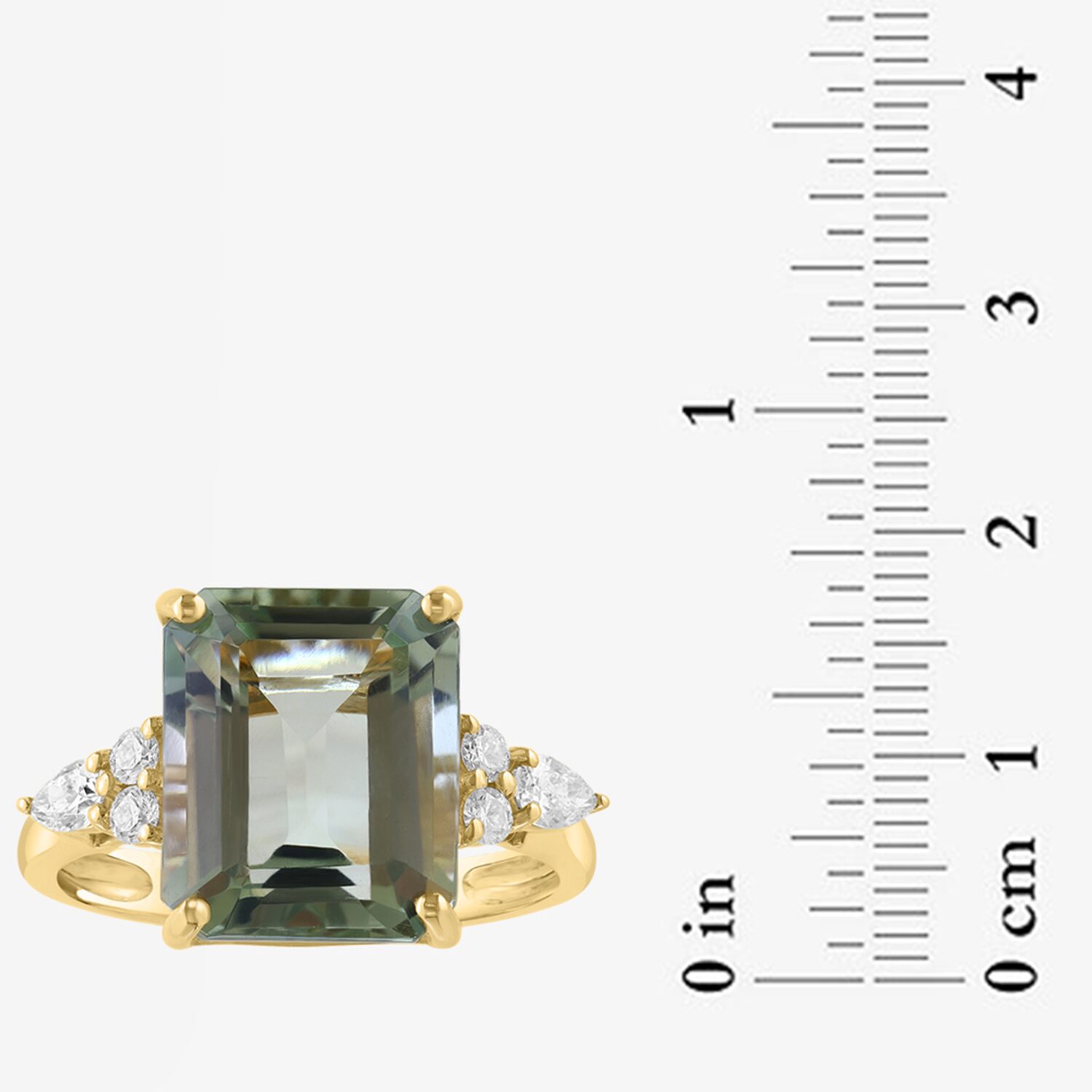 Effy Final Call Limited Quantities! Womens 1/3 CT. T.W. Genuine Green Amethyst 14K Gold Side Stone Cocktail Ring