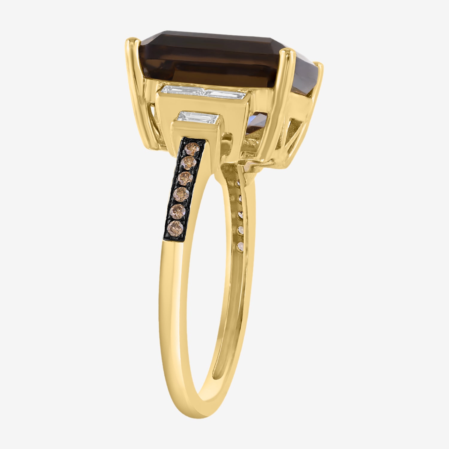 Effy Final Call Limited Quantities! Womens 1/3 CT. T.W. Genuine Brown Quartz 14K Gold Side Stone Cocktail Ring