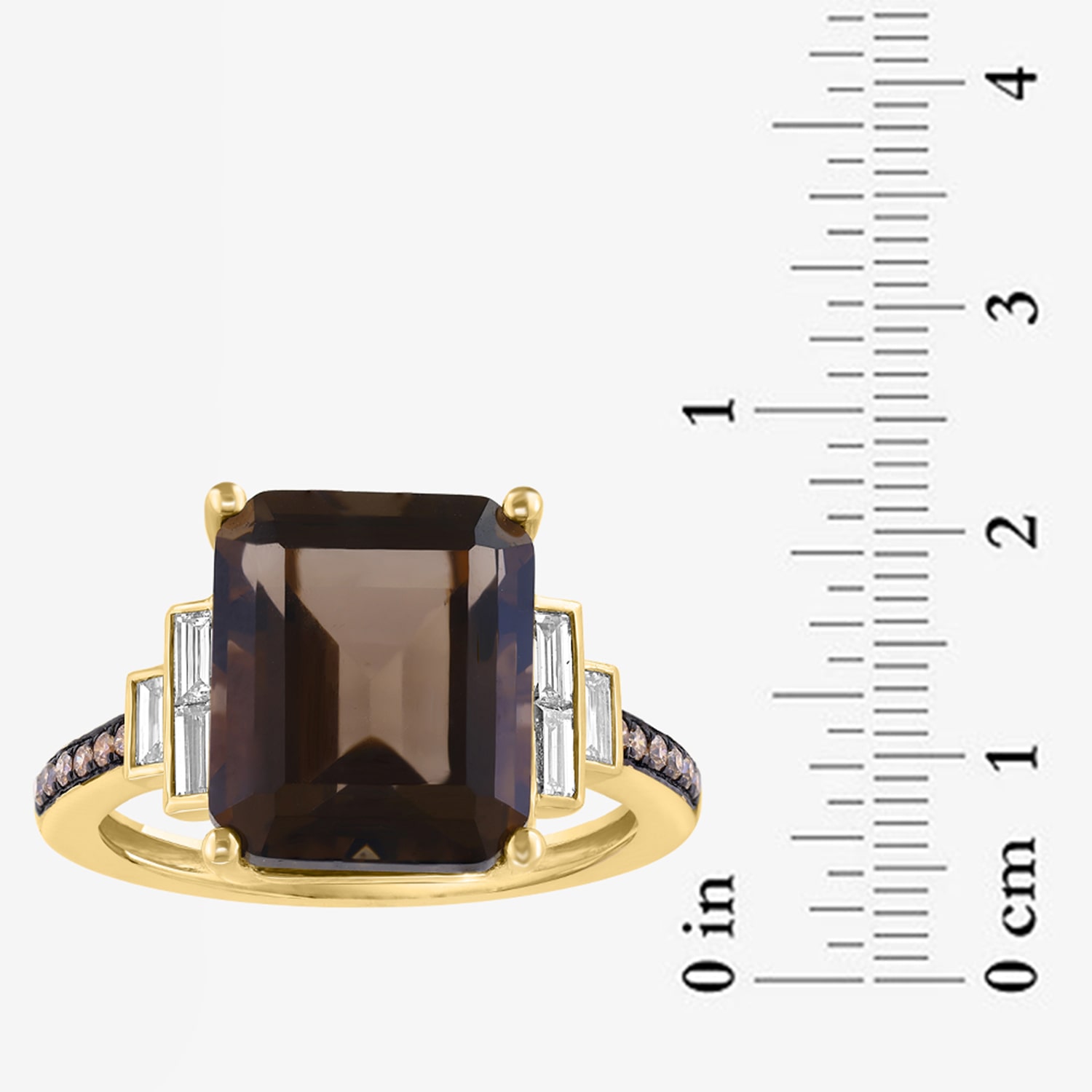 Effy Final Call Limited Quantities! Womens 1/3 CT. T.W. Genuine Brown Quartz 14K Gold Side Stone Cocktail Ring