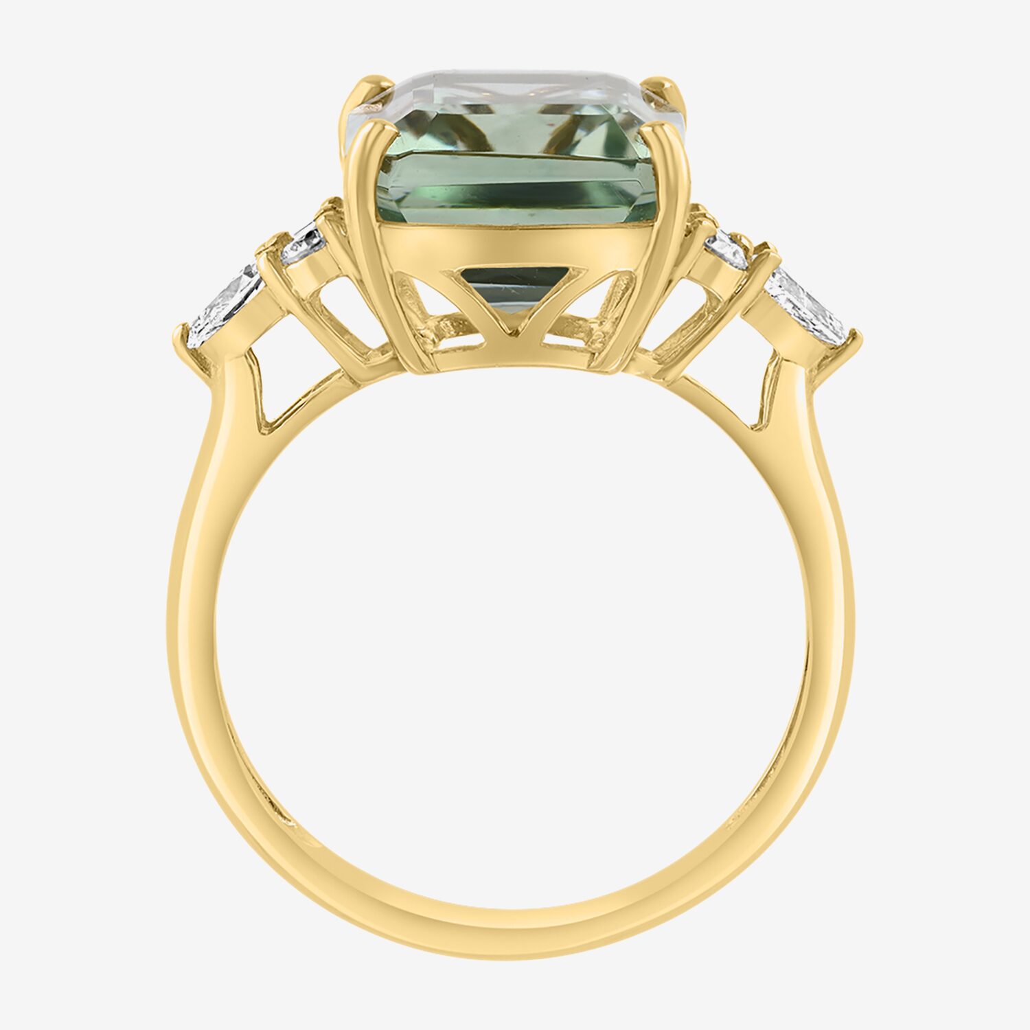 Effy Final Call Limited Quantities! Womens 1/3 CT. T.W. Genuine Green Amethyst 14K Gold Side Stone Cocktail Ring