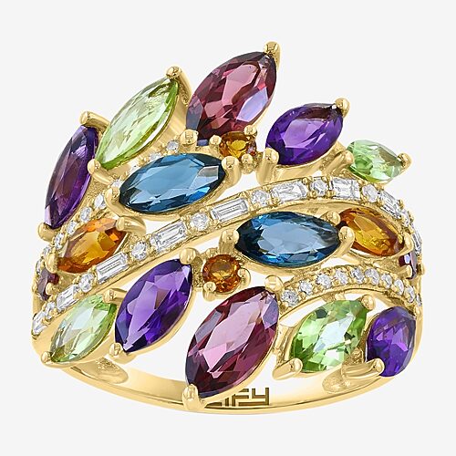 Effy Final Call Limited Quantities! Womens 1/4 Ct. T.w. Genuine Multi Color 14k Gold Band In Multiple Colors