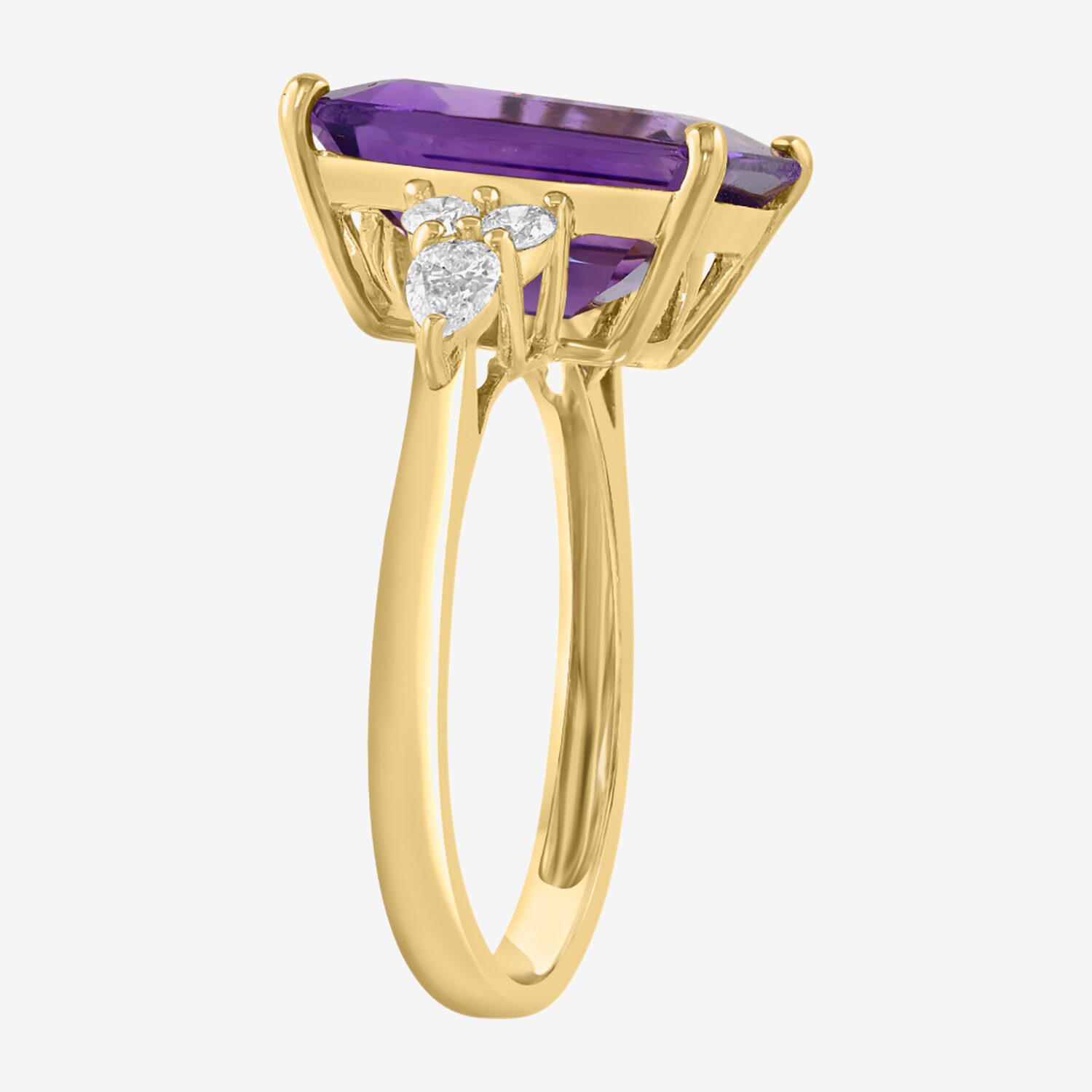 Effy Final Call Limited Quantities! Womens 1/3 CT. T.W. Genuine Amethyst 14K Gold Side Stone Cocktail Ring