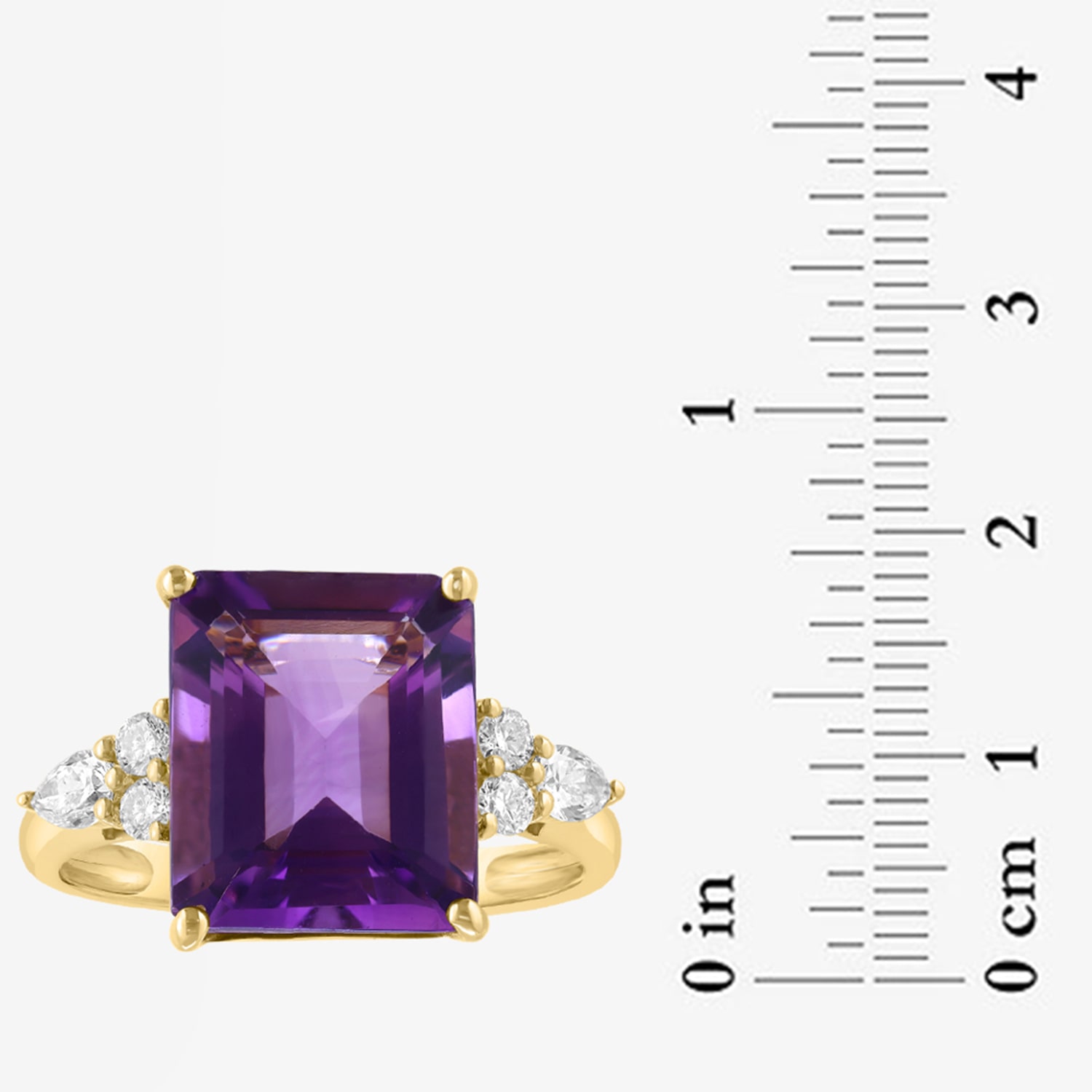 Effy Final Call Limited Quantities! Womens 1/3 CT. T.W. Genuine Amethyst 14K Gold Side Stone Cocktail Ring
