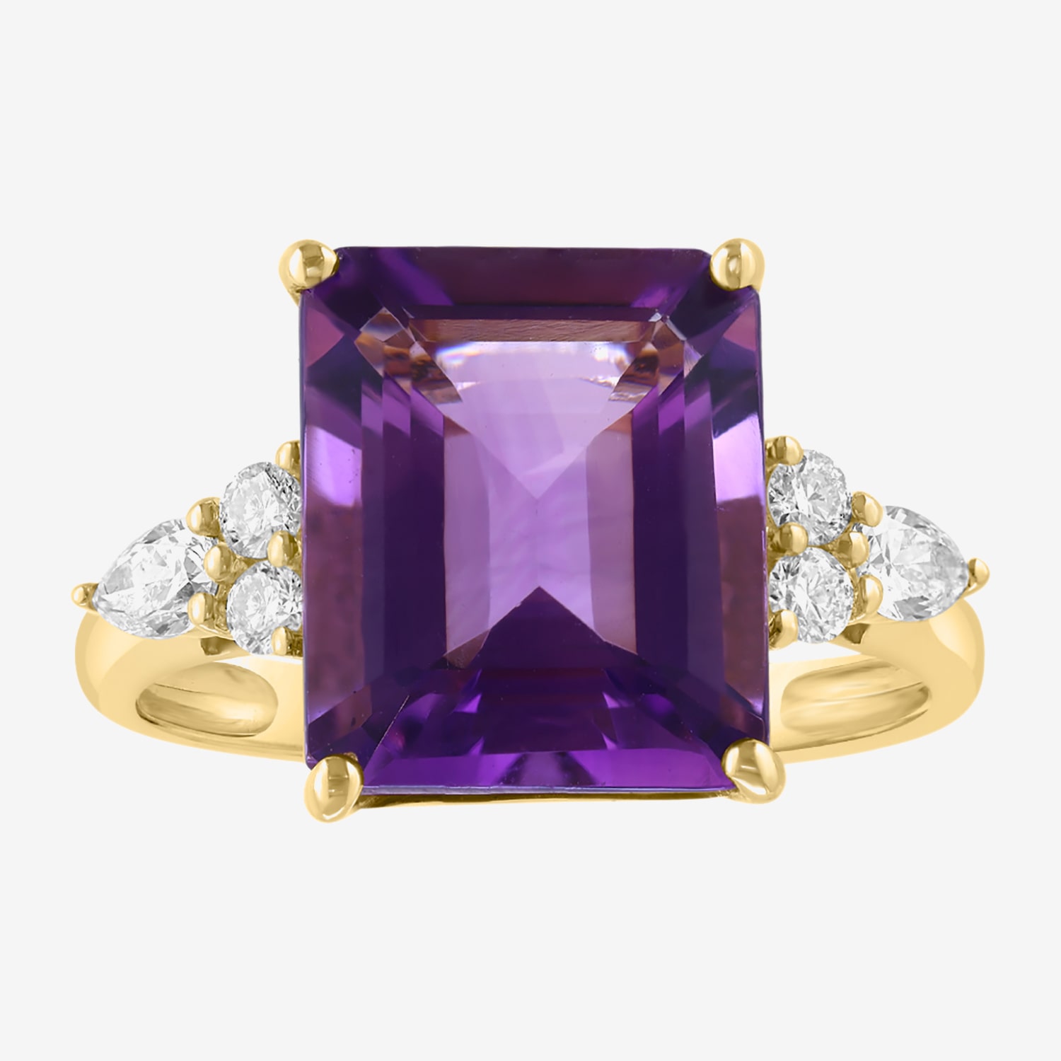 Effy Final Call Limited Quantities! Womens 1/3 CT. T.W. Genuine Amethyst 14K Gold Side Stone Cocktail Ring