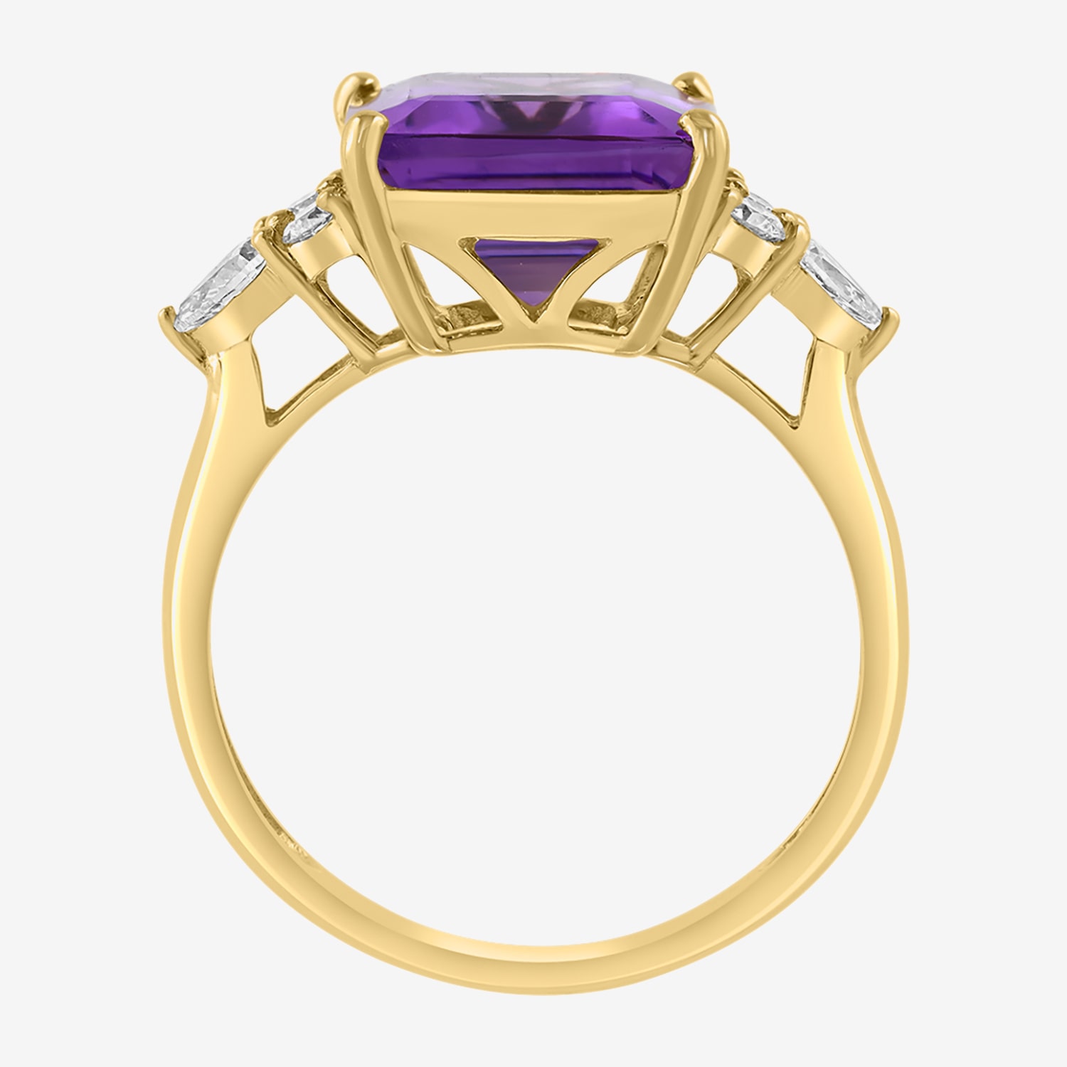 Effy Final Call Limited Quantities! Womens 1/3 CT. T.W. Genuine Amethyst 14K Gold Side Stone Cocktail Ring