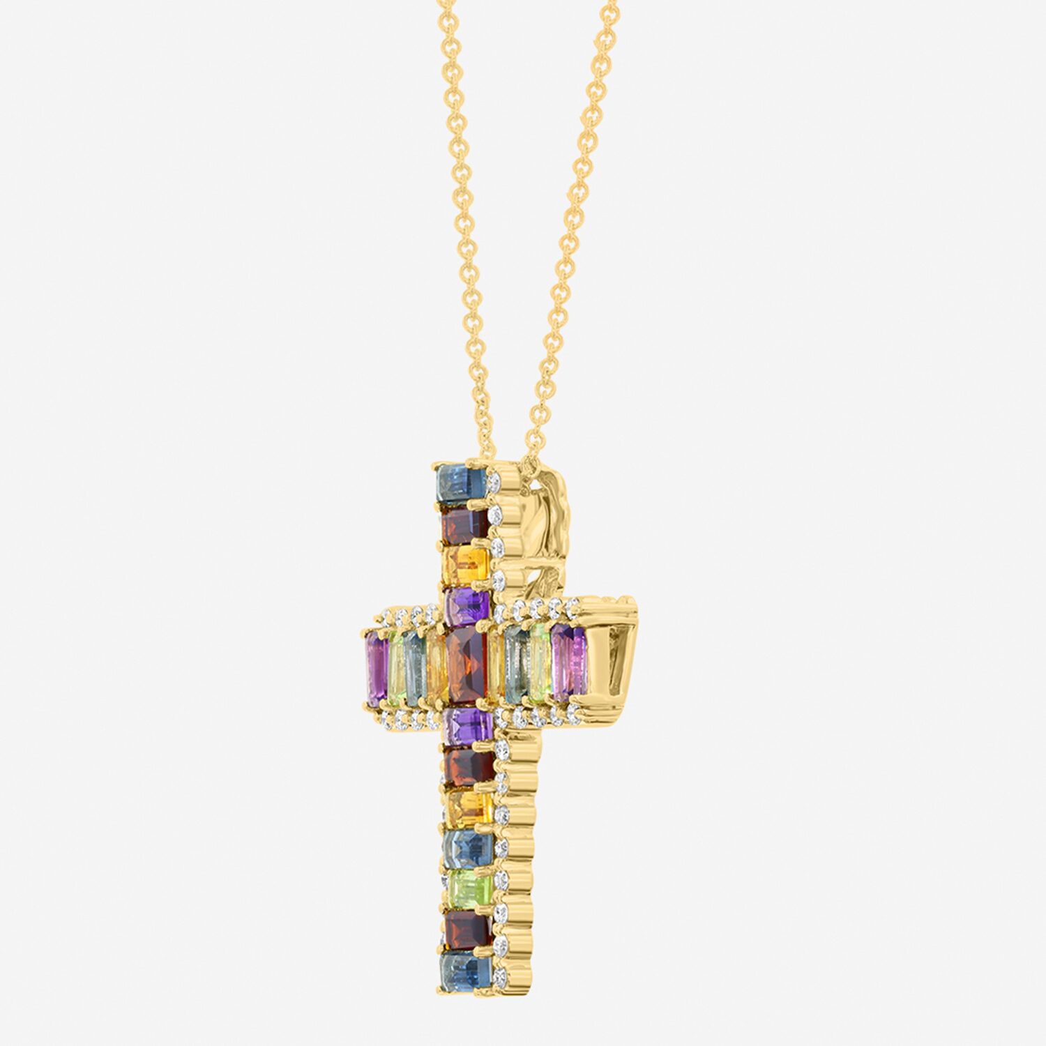 Effy Final Call Limited Quantities! Cross Womens 1/3 CT. T.W. Genuine Multi Color 14K Gold Cross 18 Inch Pendant Necklace
