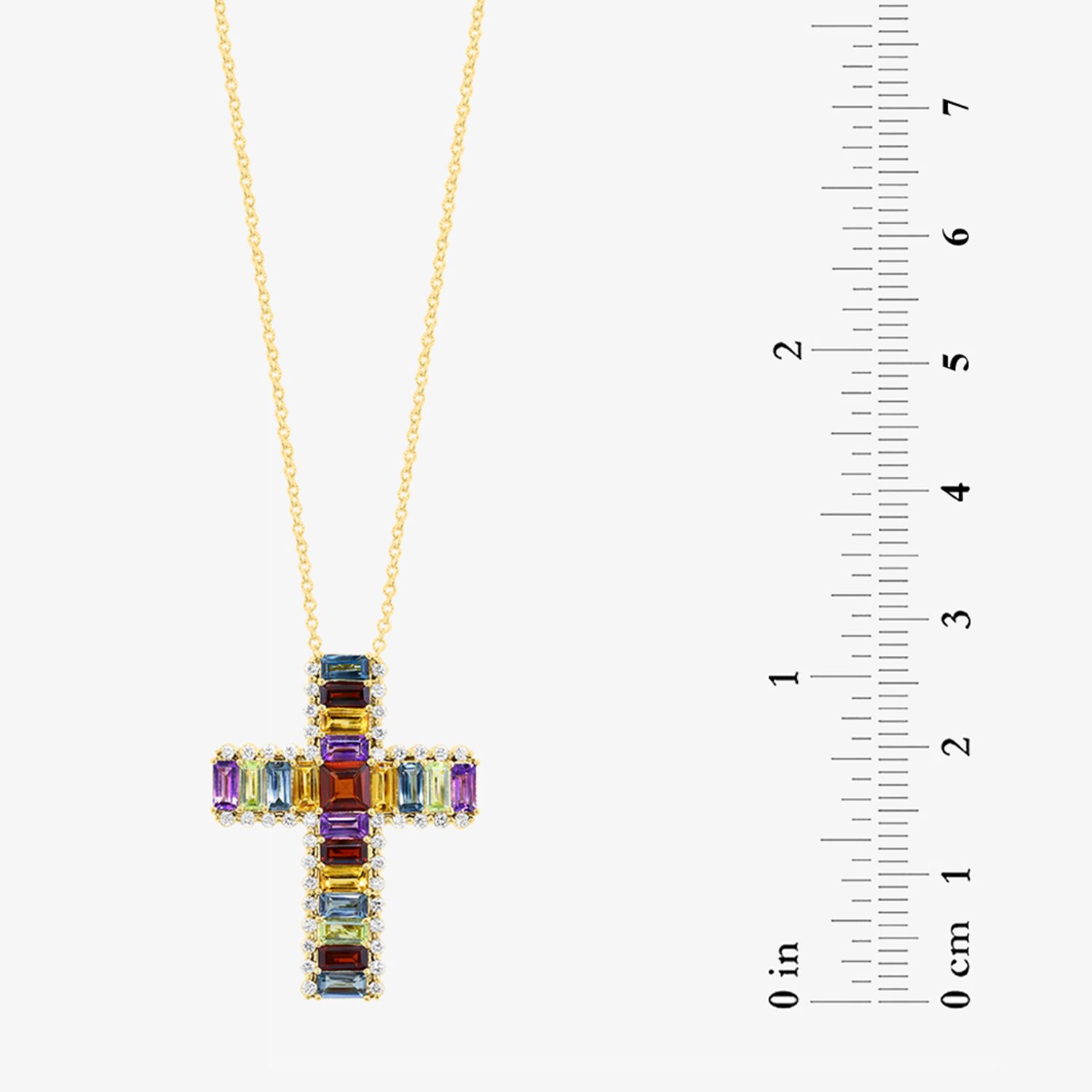 Effy Final Call Limited Quantities! Cross Womens 1/3 CT. T.W. Genuine Multi Color 14K Gold Cross 18 Inch Pendant Necklace