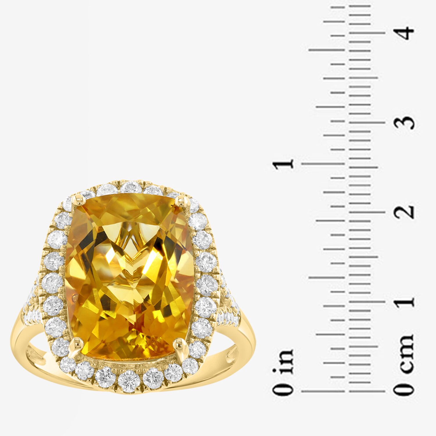Effy Final Call Limited Quantities! Womens 1/2 CT. T.W. Genuine Yellow Citrine 14K Gold Cushion Halo Side Stone Cocktail Ring