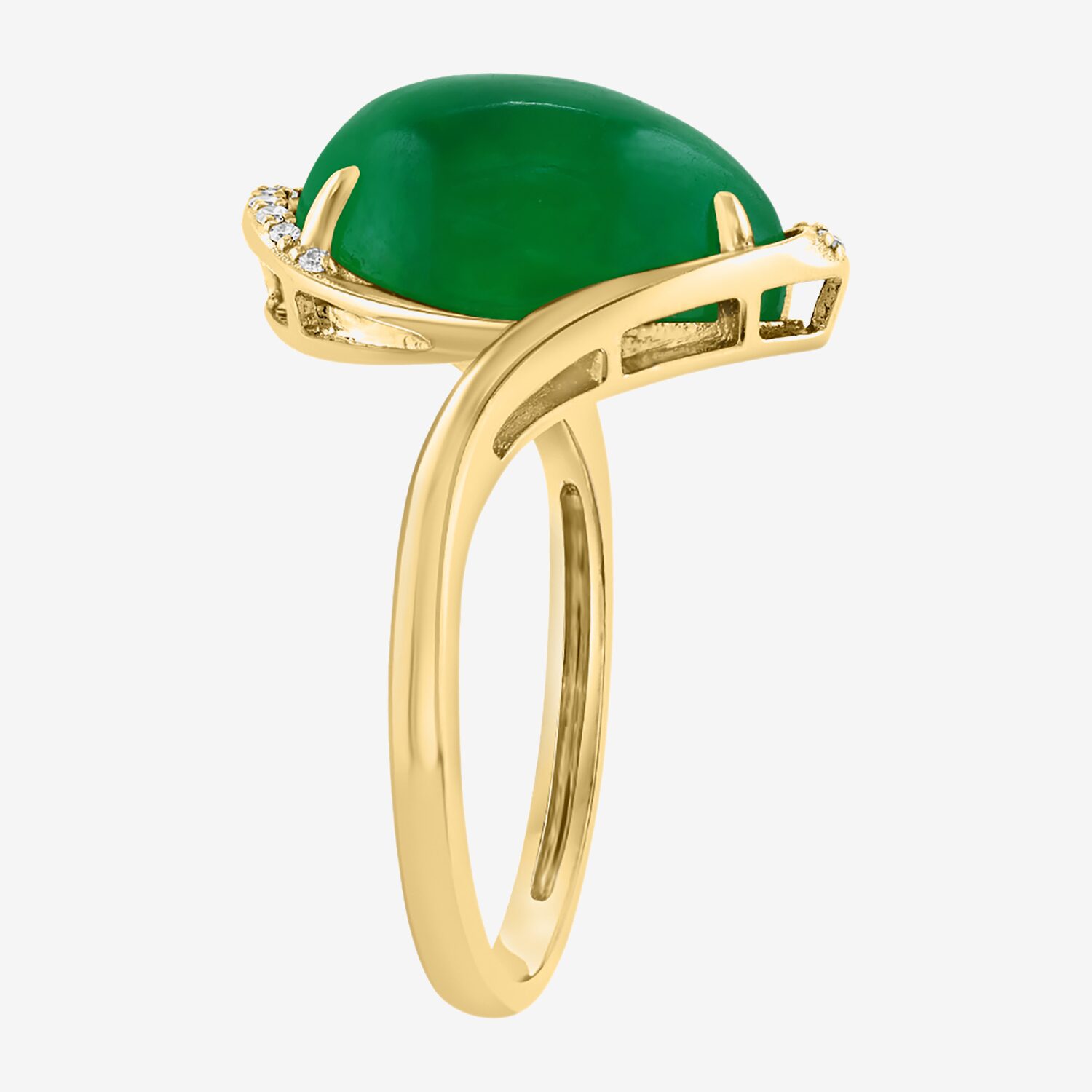 Effy Final Call Limited Quantities! Womens Diamond Accent Genuine Green Jade 14K Gold Pear Cocktail Ring