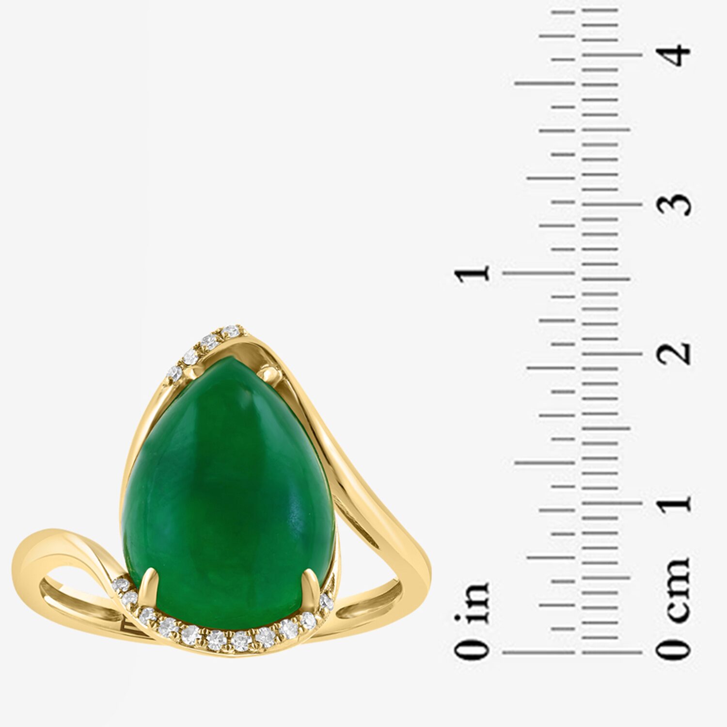 Effy Final Call Limited Quantities! Womens Diamond Accent Genuine Green Jade 14K Gold Pear Cocktail Ring