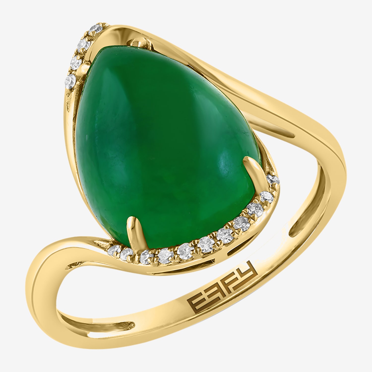 Effy Final Call Limited Quantities! Womens Diamond Accent Genuine Green Jade 14K Gold Pear Cocktail Ring