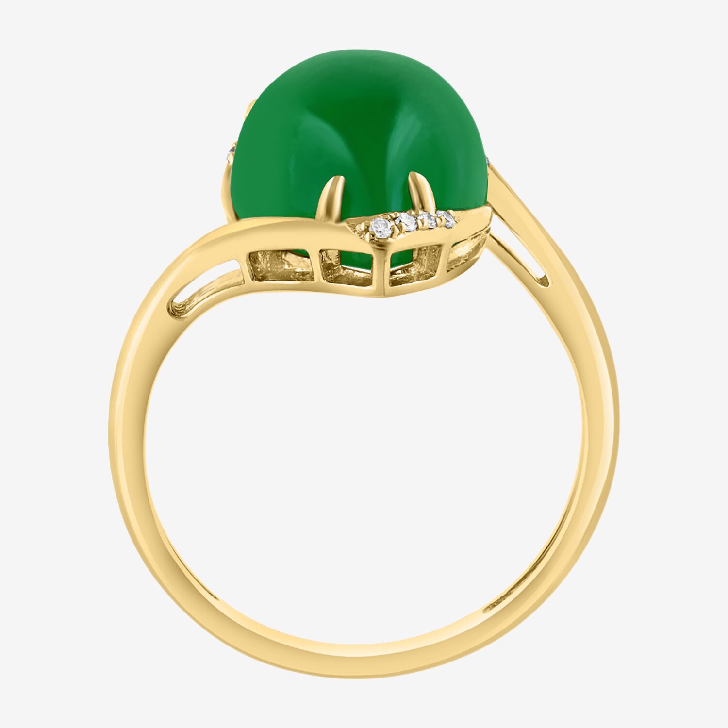 Effy Final Call Limited Quantities! Womens Diamond Accent Genuine Green Jade 14K Gold Pear Cocktail Ring
