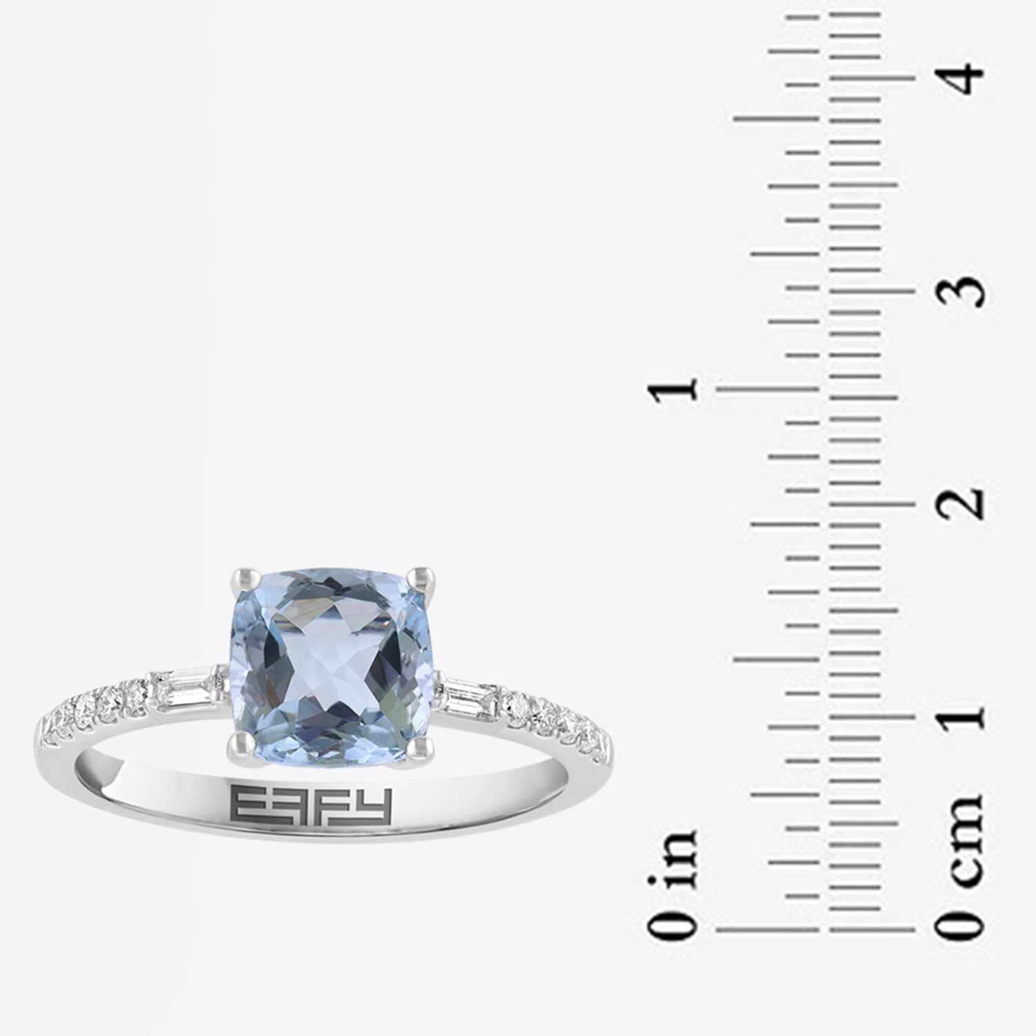 Effy Final Call Limited Quantities! Womens 1/7 CT. T.W. Genuine Blue Aquamarine 14K White Gold Square Side Stone Cocktail Ring