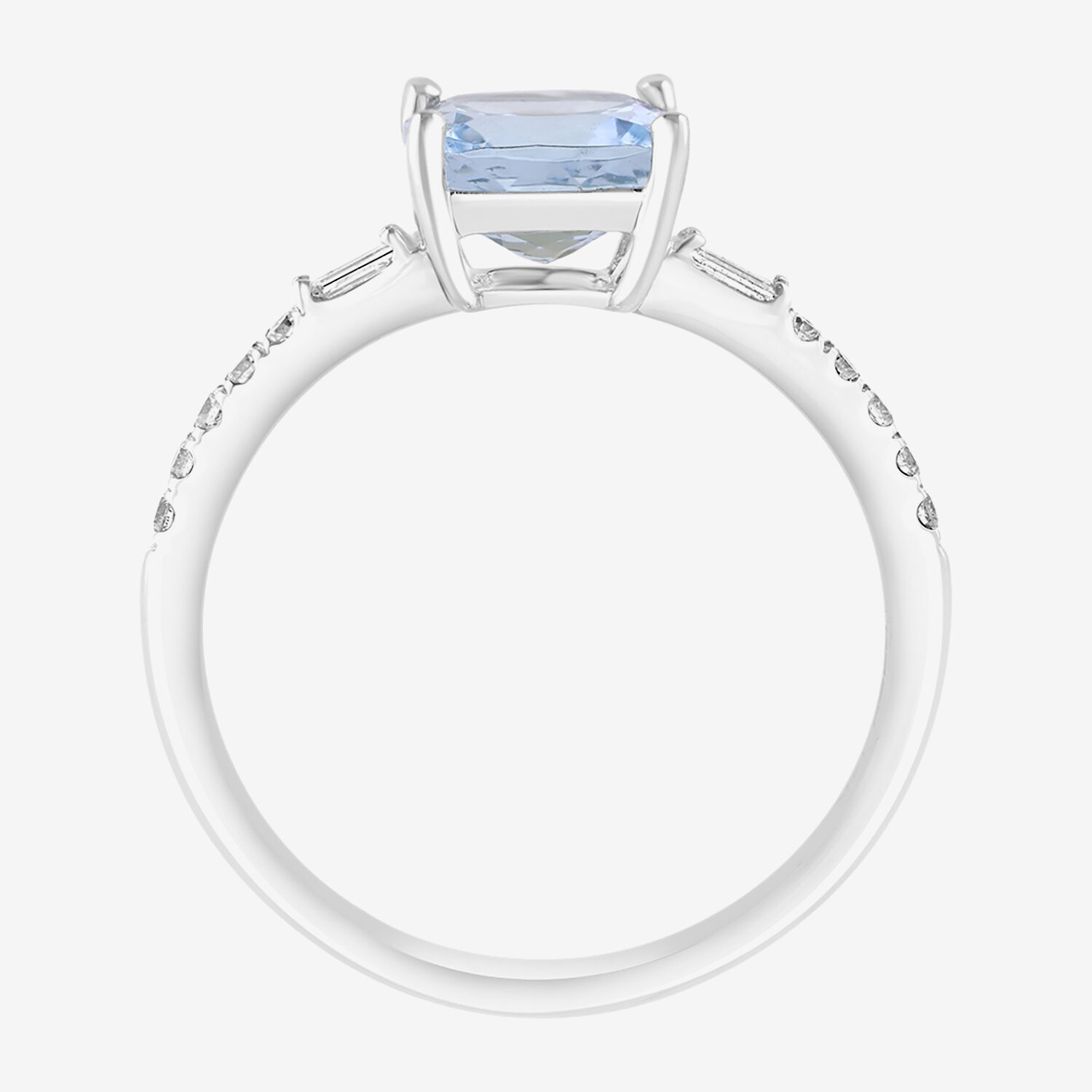 Effy Final Call Limited Quantities! Womens 1/7 CT. T.W. Genuine Blue Aquamarine 14K White Gold Square Side Stone Cocktail Ring