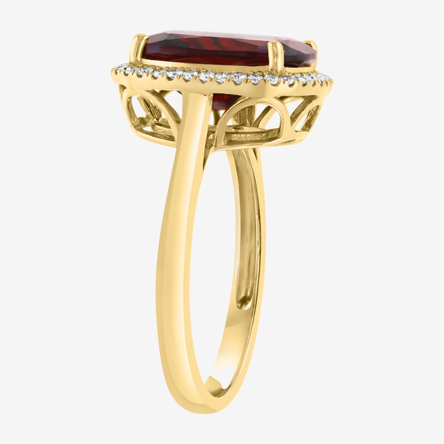 Effy Final Call Limited Quantities! Womens 1/5 CT. Genuine Red Garnet 14K Gold Cushion Halo Cocktail Ring