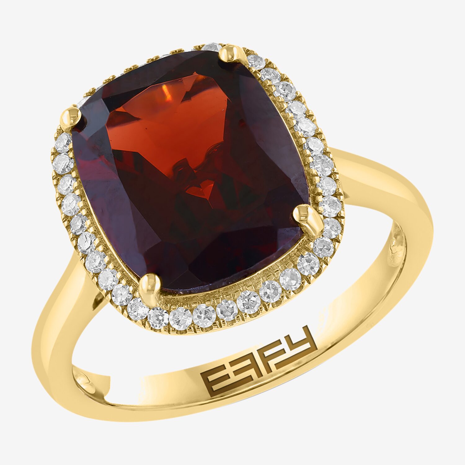 Effy Final Call Limited Quantities! Womens 1/5 CT. Genuine Red Garnet 14K Gold Cushion Halo Cocktail Ring
