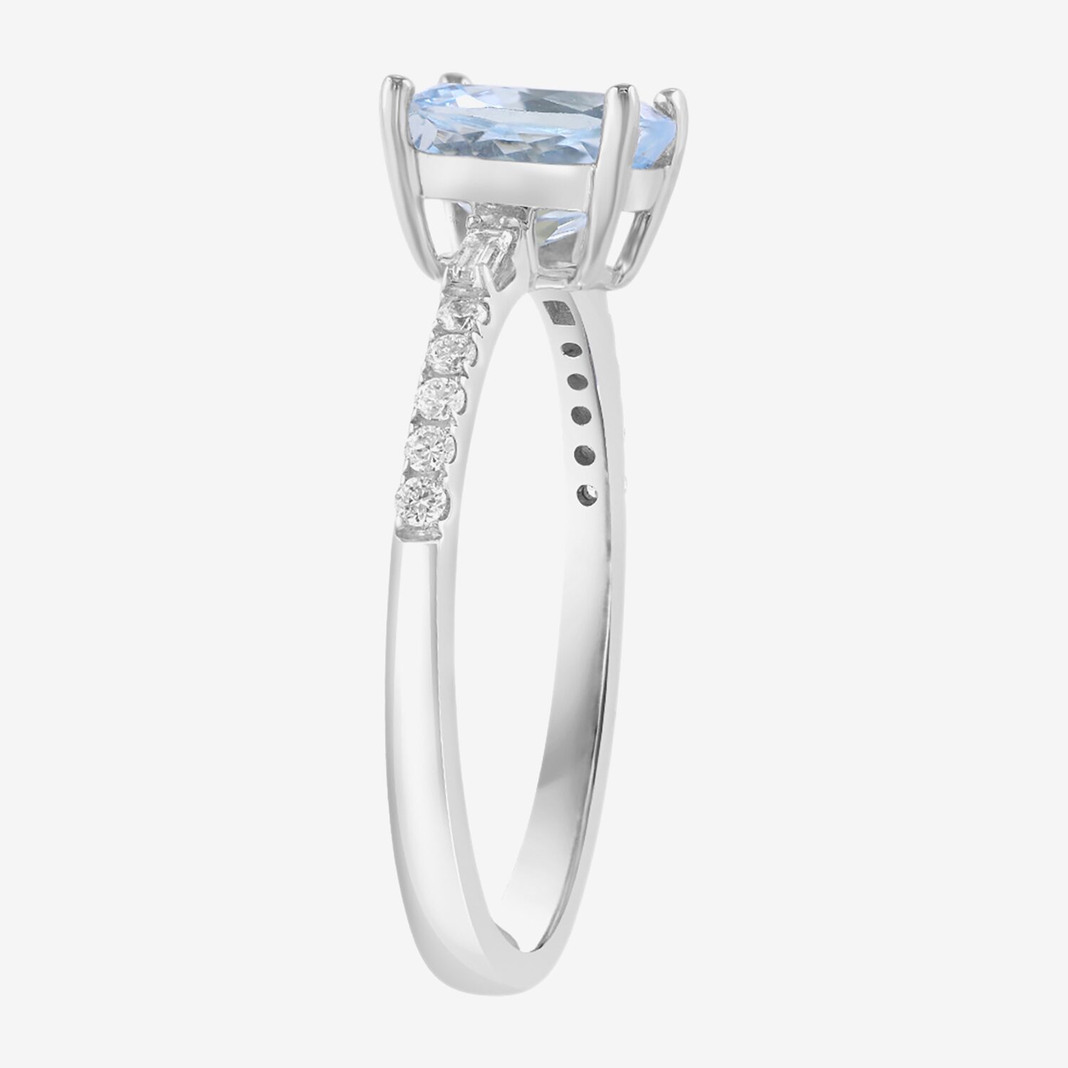 Effy Final Call Limited Quantities! Womens 1/7 CT. T.W. Genuine Blue Aquamarine 14K White Gold Square Side Stone Cocktail Ring