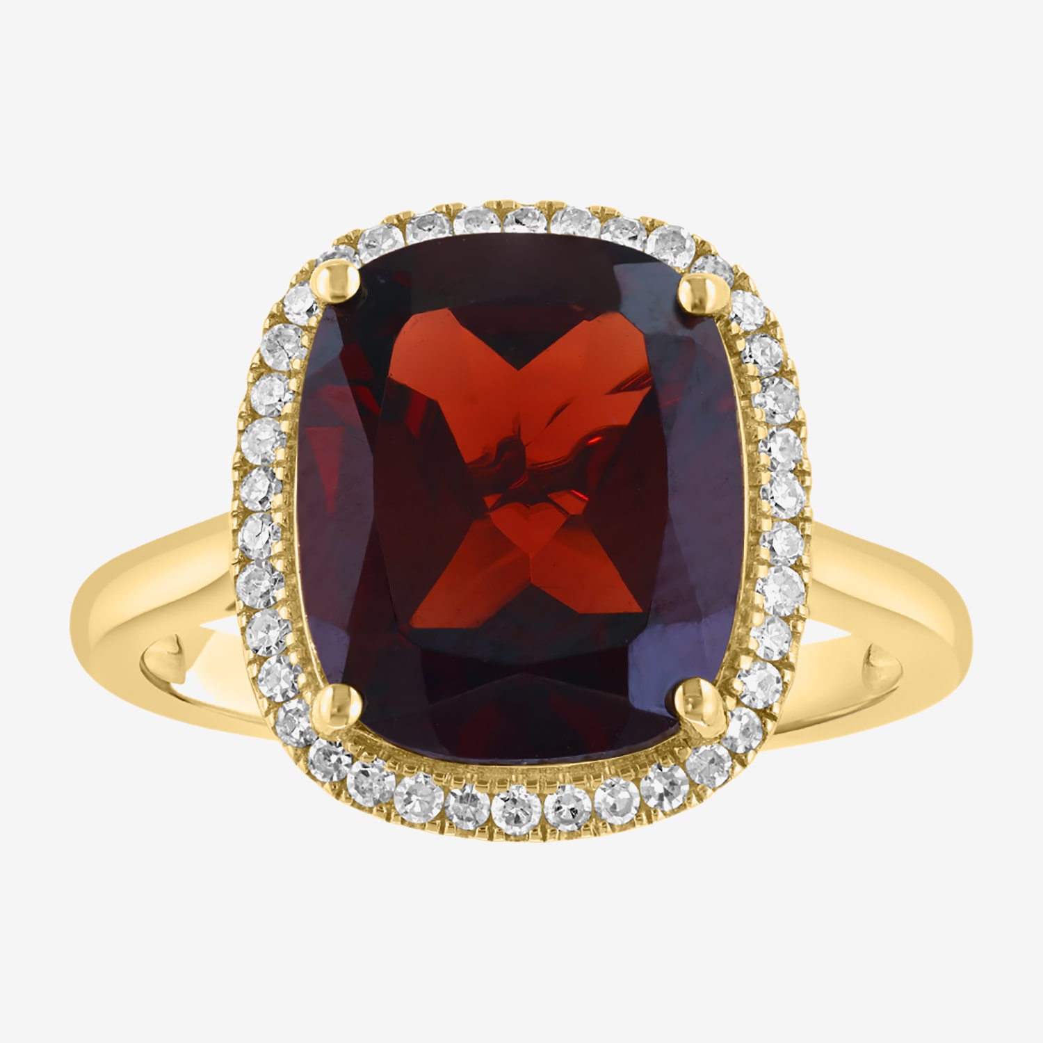 Effy Final Call Limited Quantities! Womens 1/5 CT. Genuine Red Garnet 14K Gold Cushion Halo Cocktail Ring